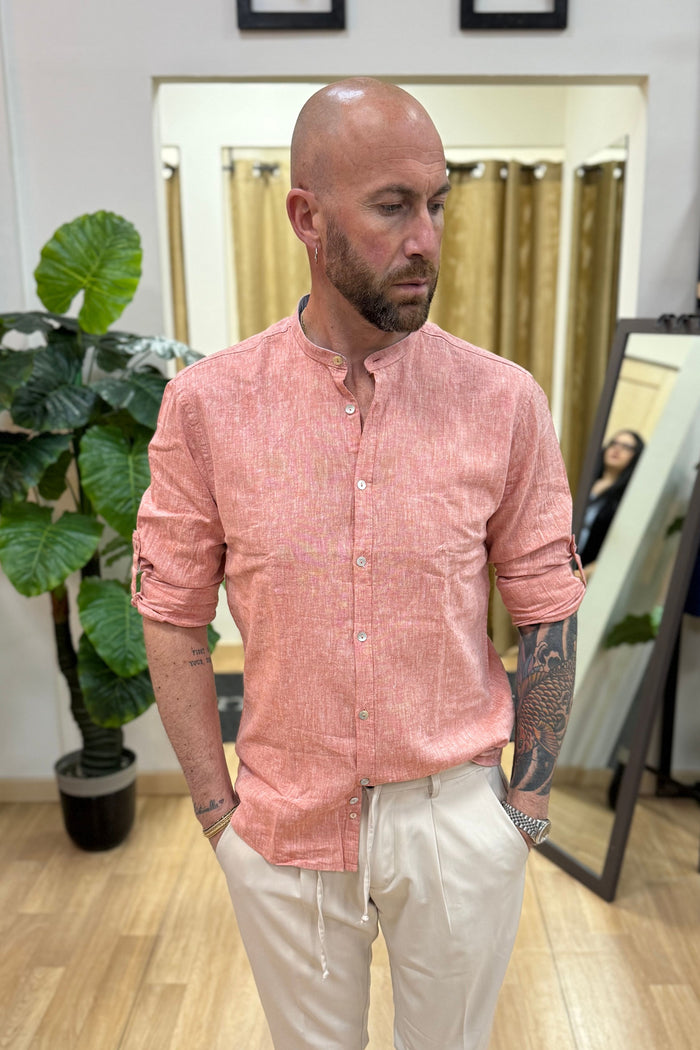 Camicia In Lino Koreana BLKS Corallo