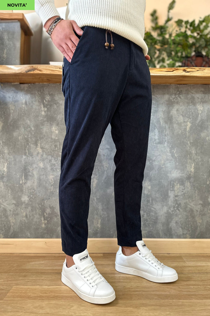 Pantalone in Velluto Milano Blu
