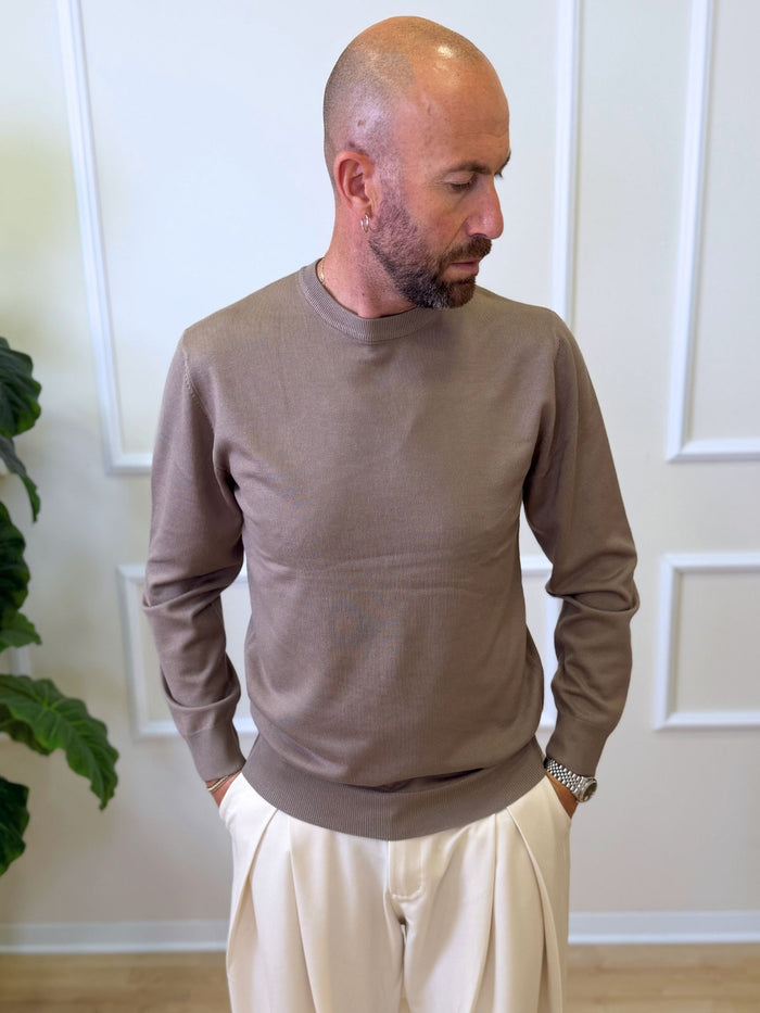 Maglioncino Girogola Basic Tortora