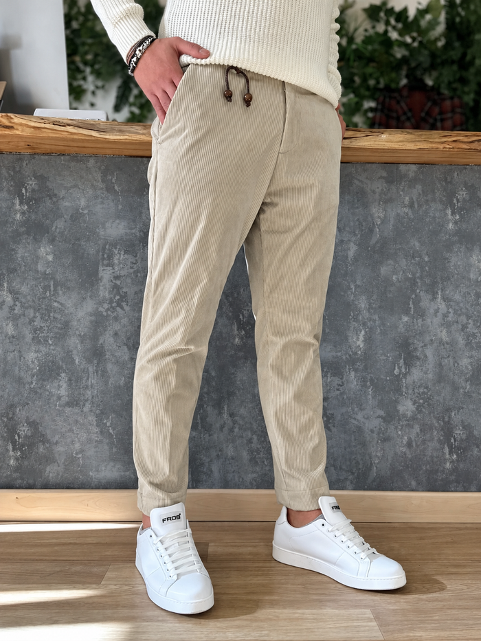 Pantalone in Velluto Milano Beige