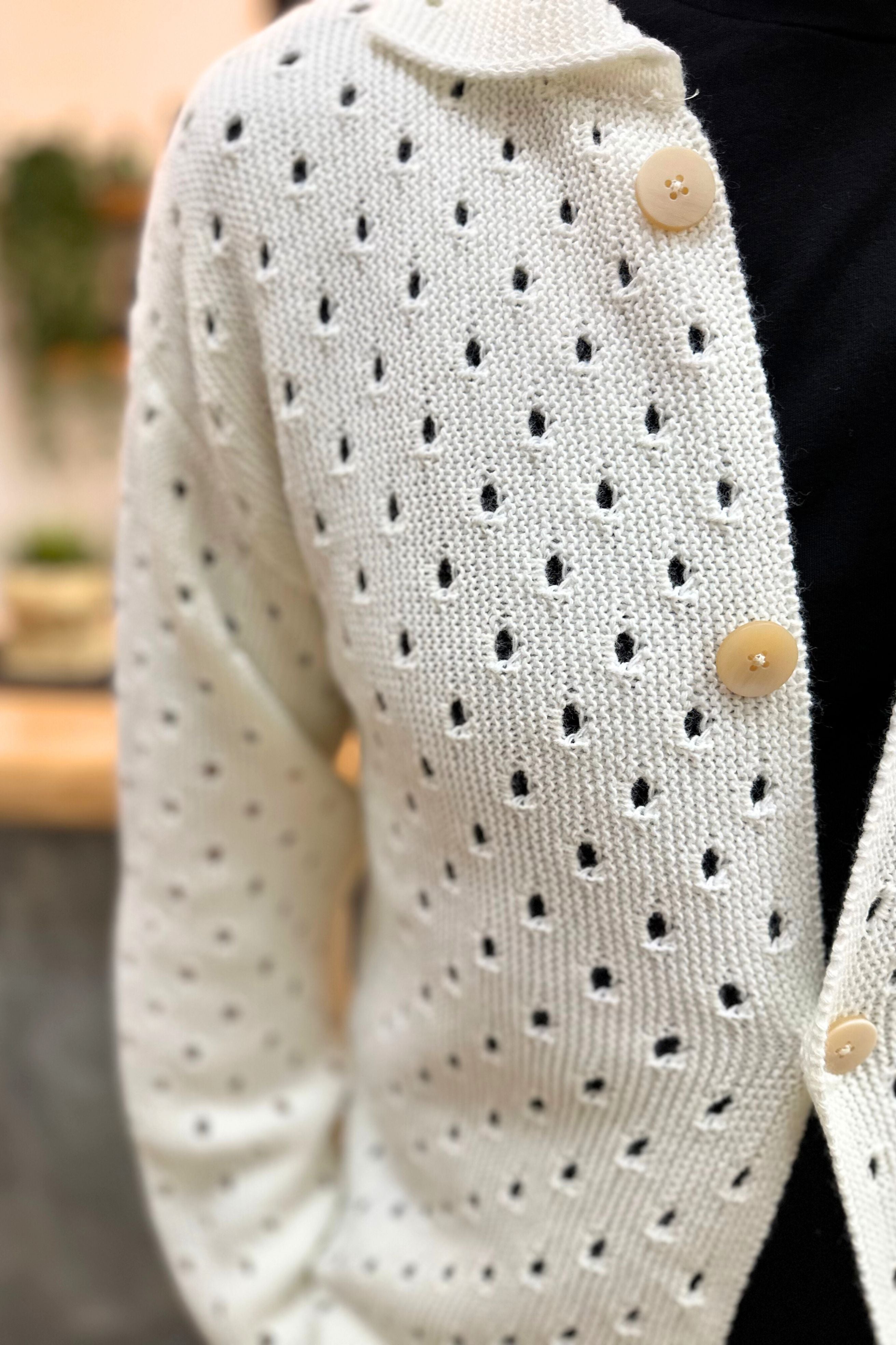 Cardigan Traforato Bianco