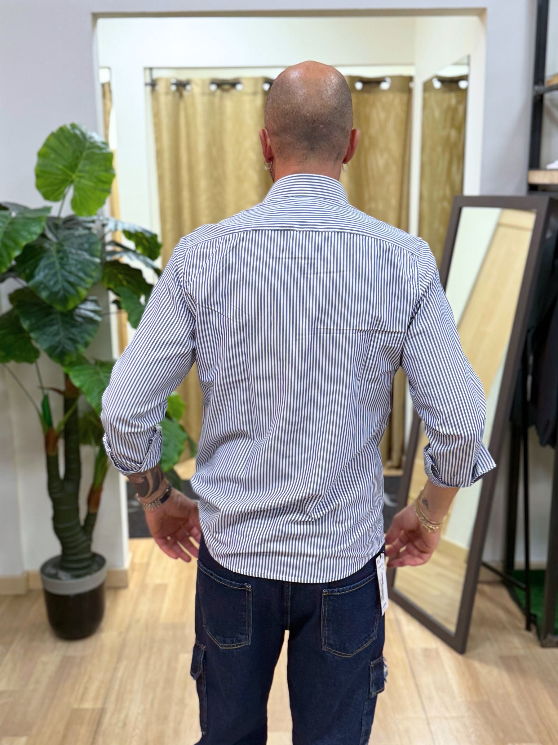 Camicia Slim Rigata Akirò Blu