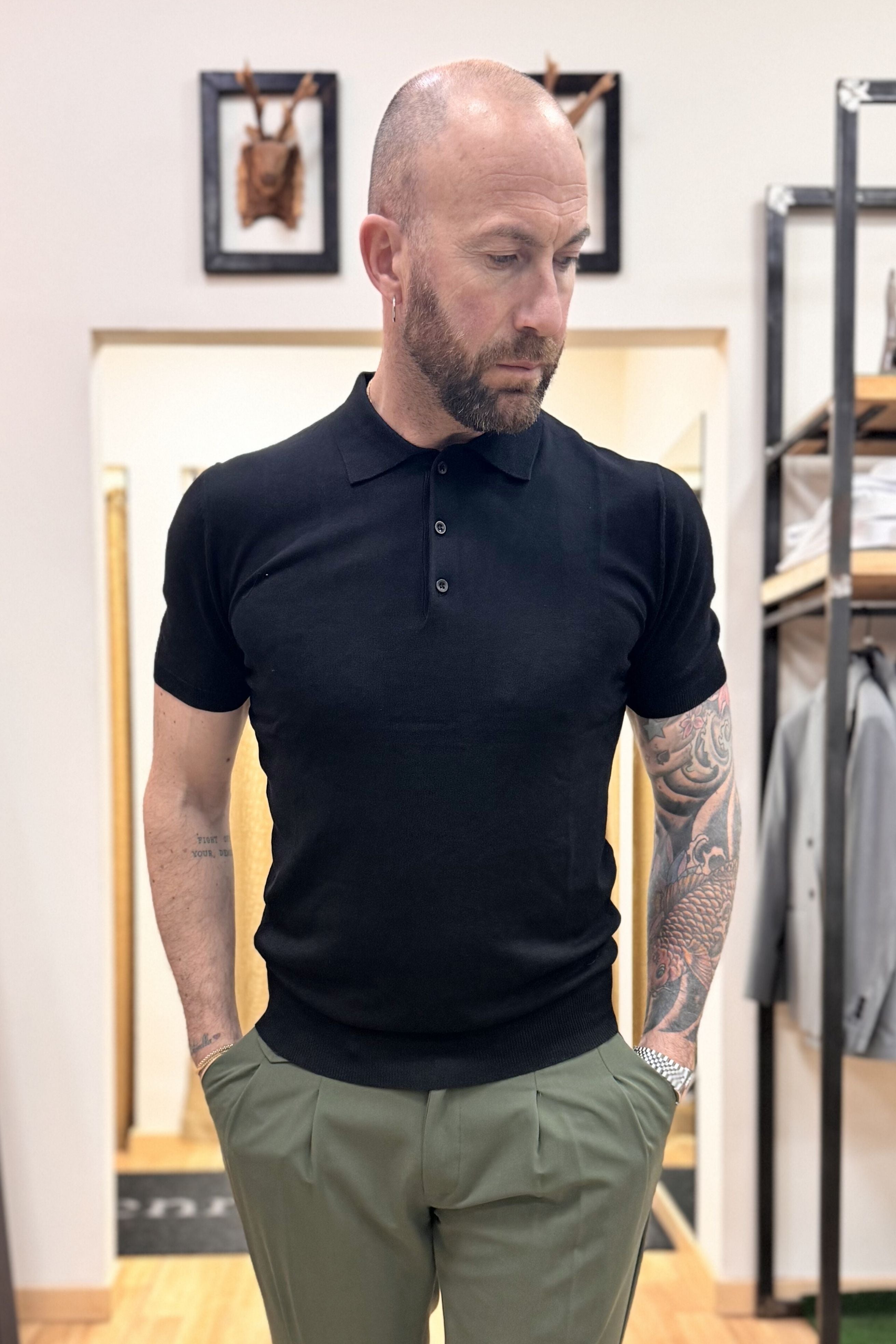 Polo In Filo Milano Nero