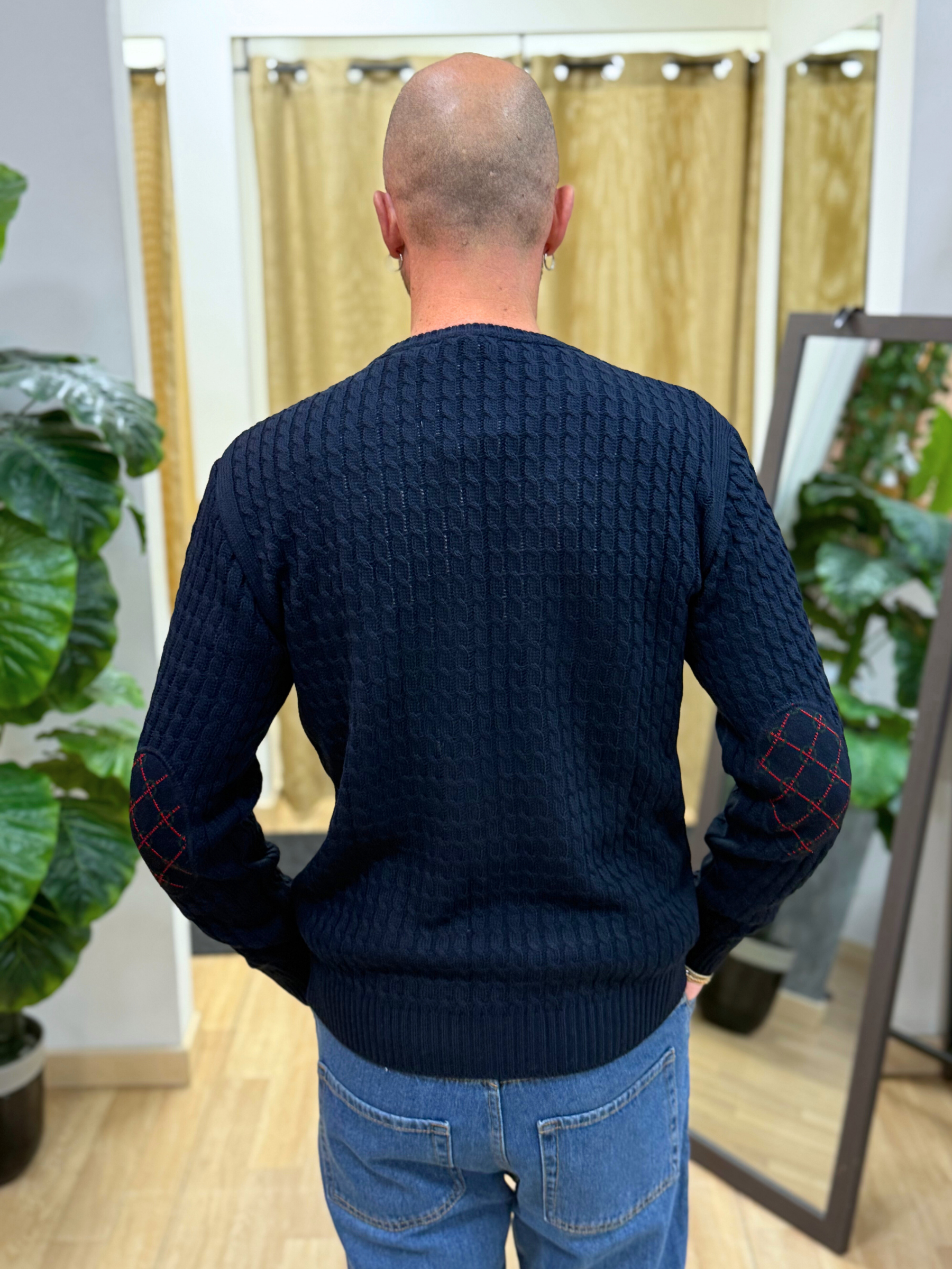 Maglioncino Con Treccia E Taschino Blu