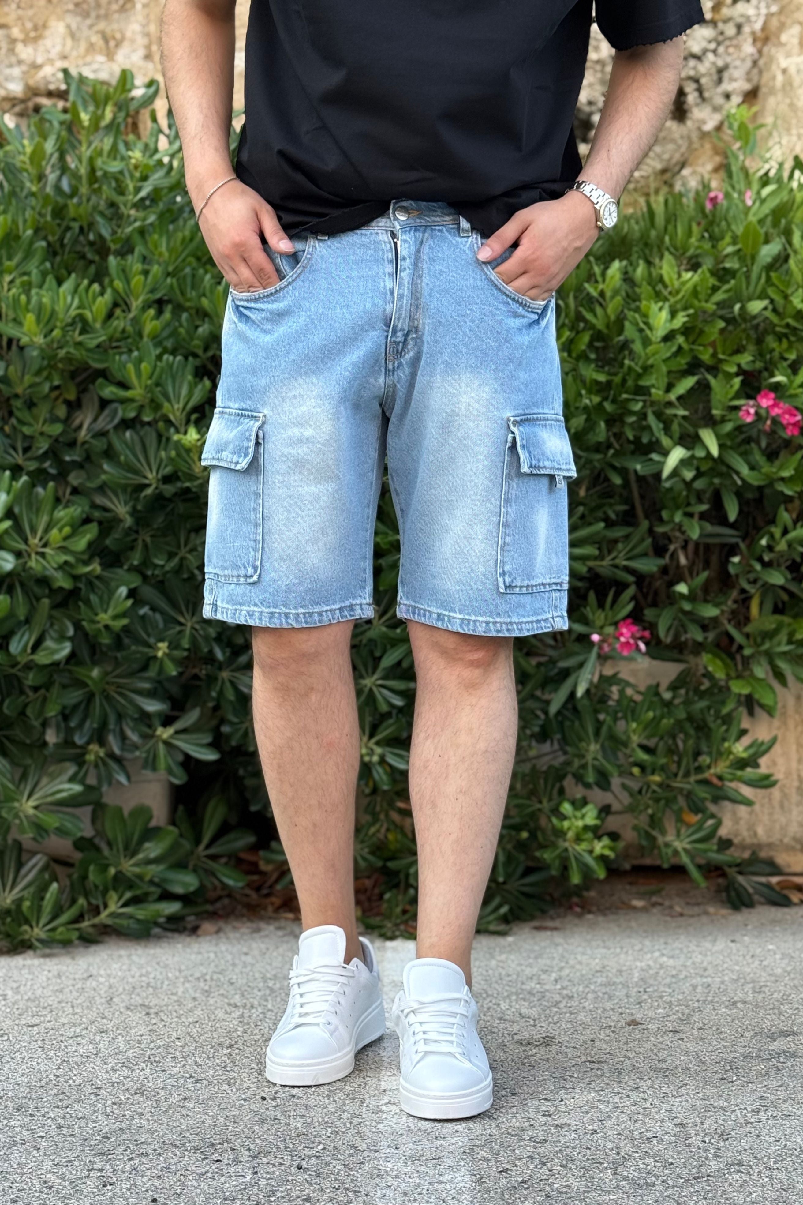 Bermuda Jeans Cargo Different Chiaro