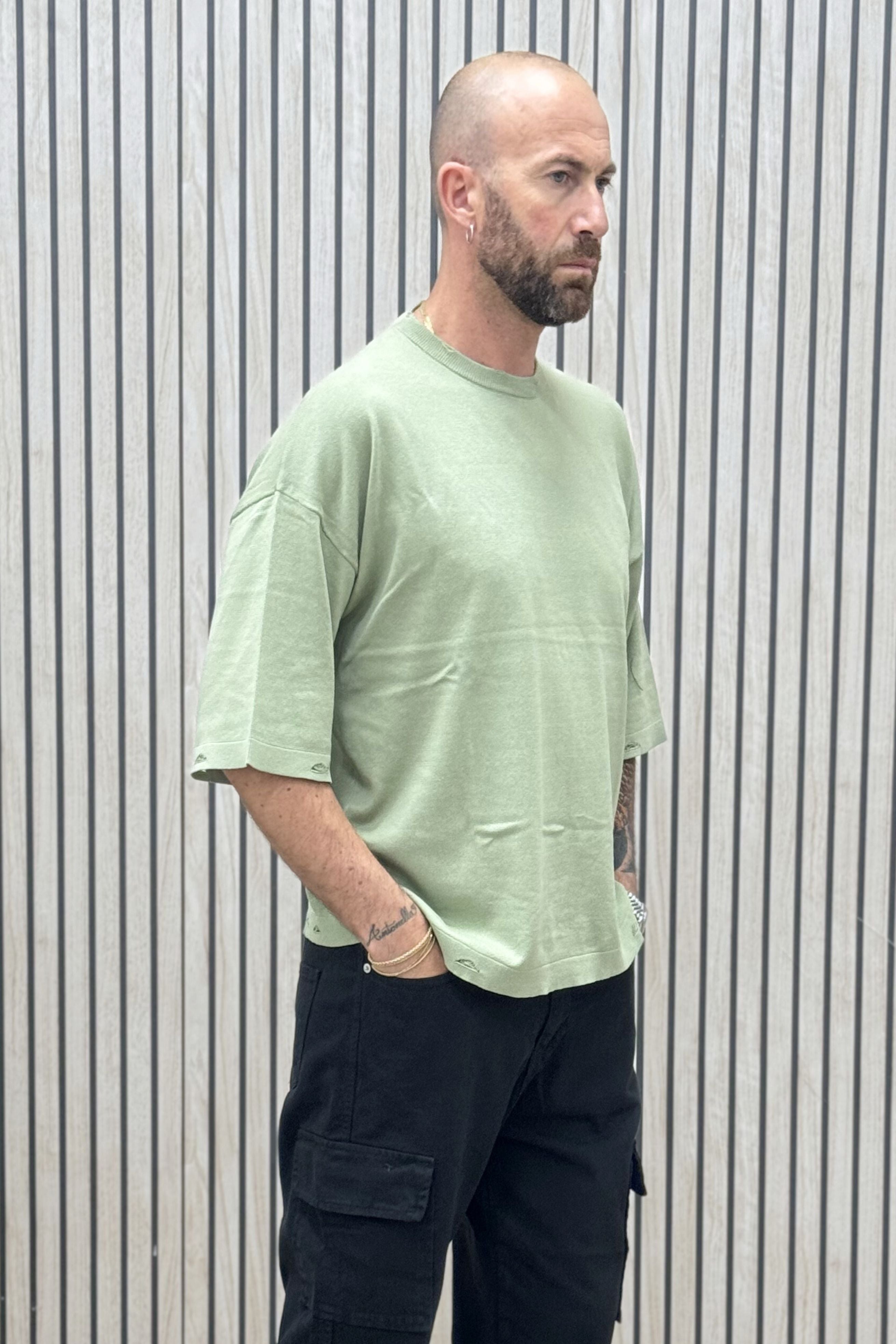T-Shirt Over 3/4 Verde Chiaro