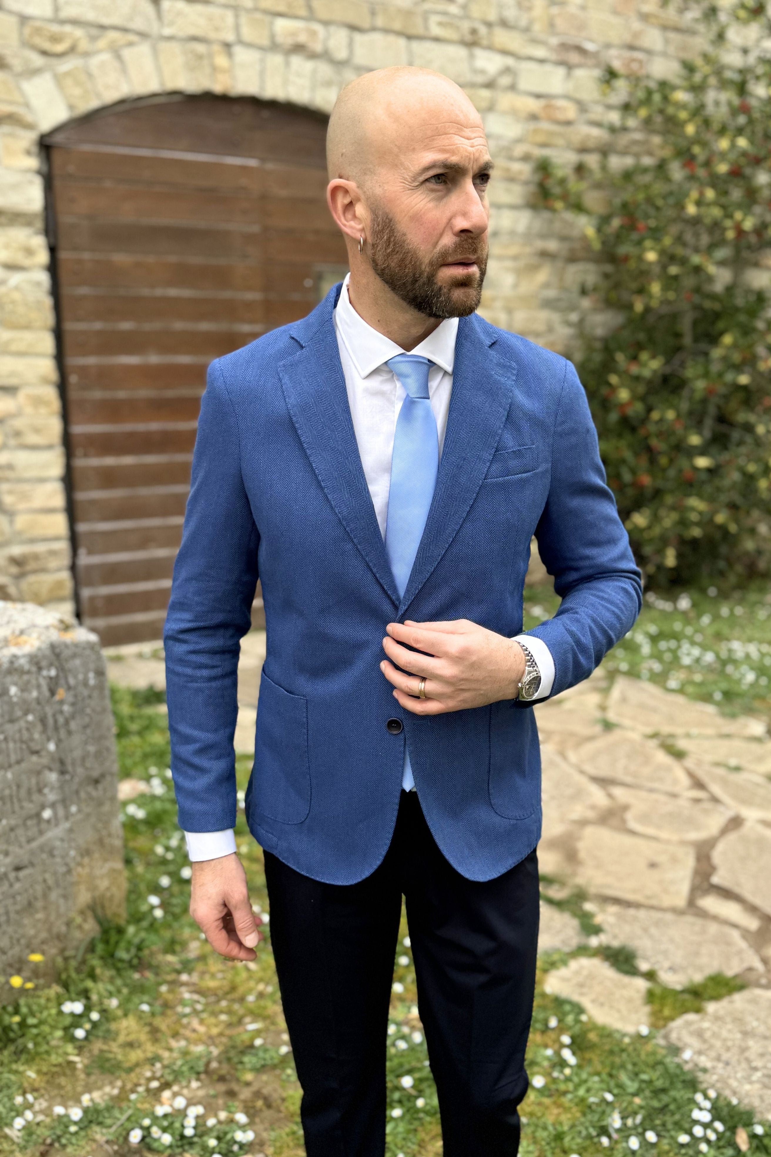 Giacca Spigata Celeste