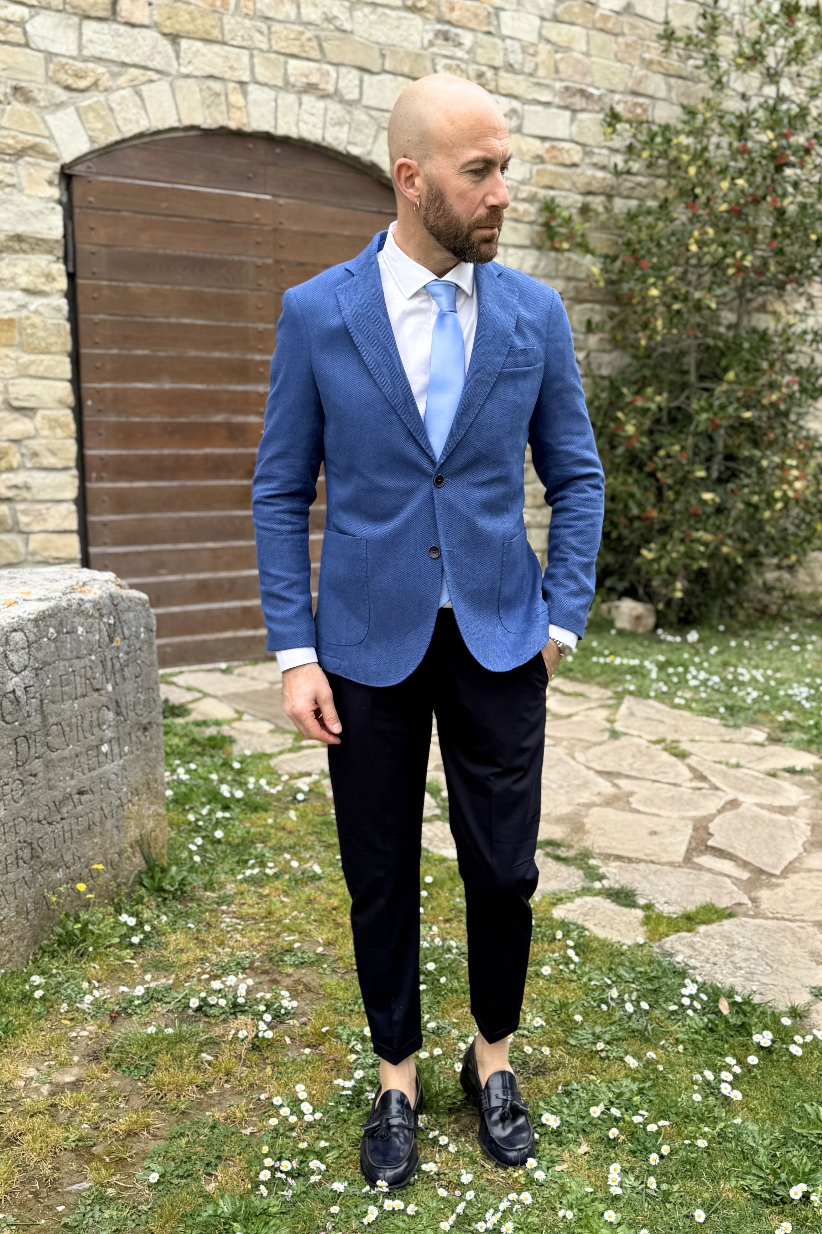 Giacca Spigata Celeste