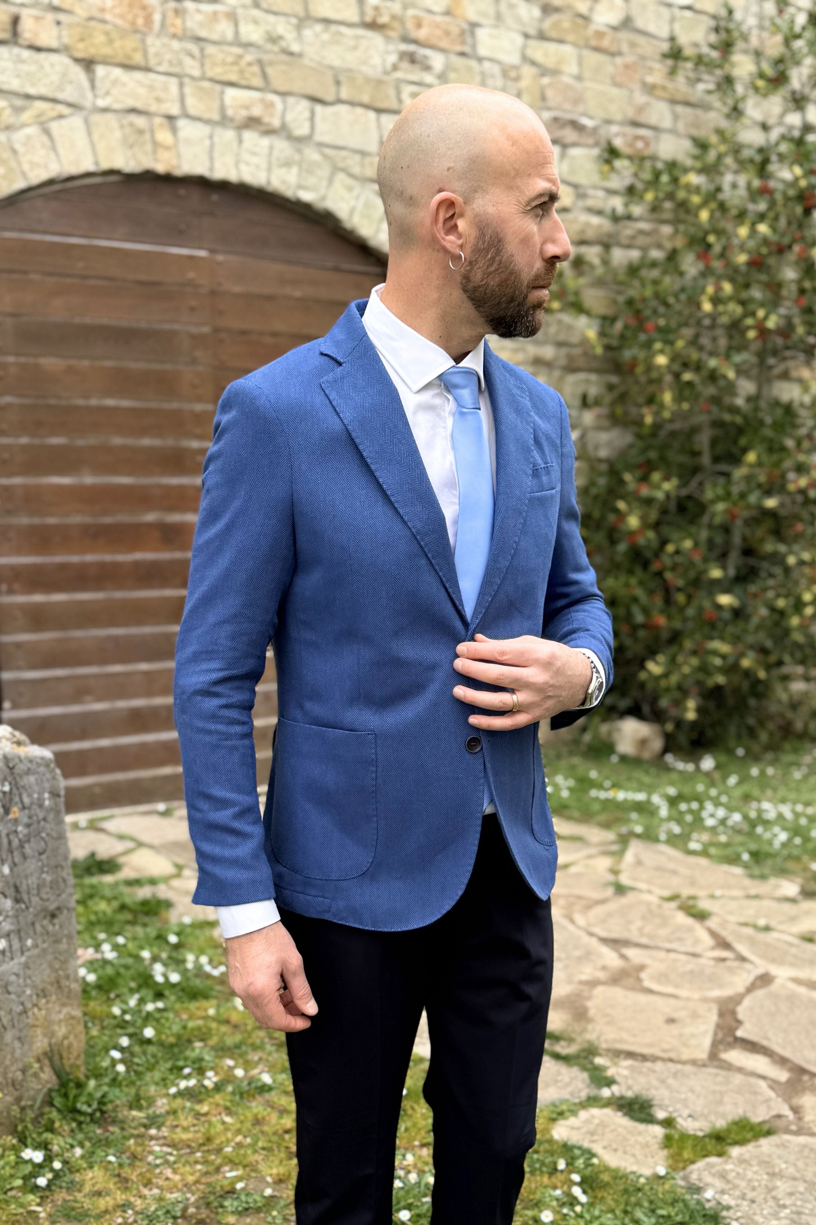 Giacca Spigata Celeste