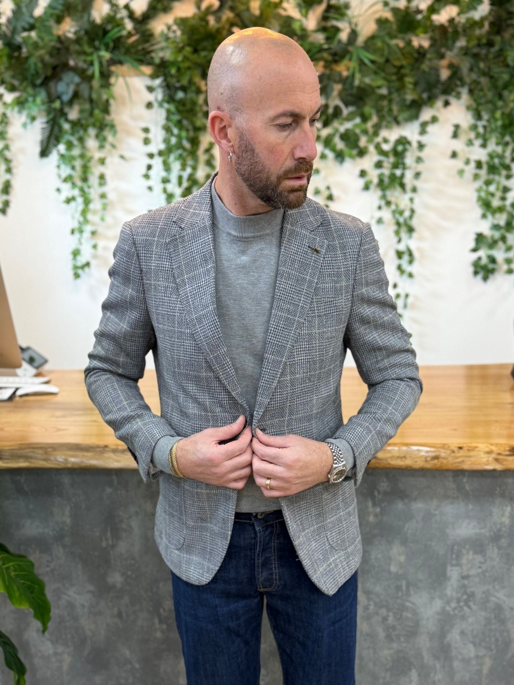 Giacca MonoPetto Quadro Grigio