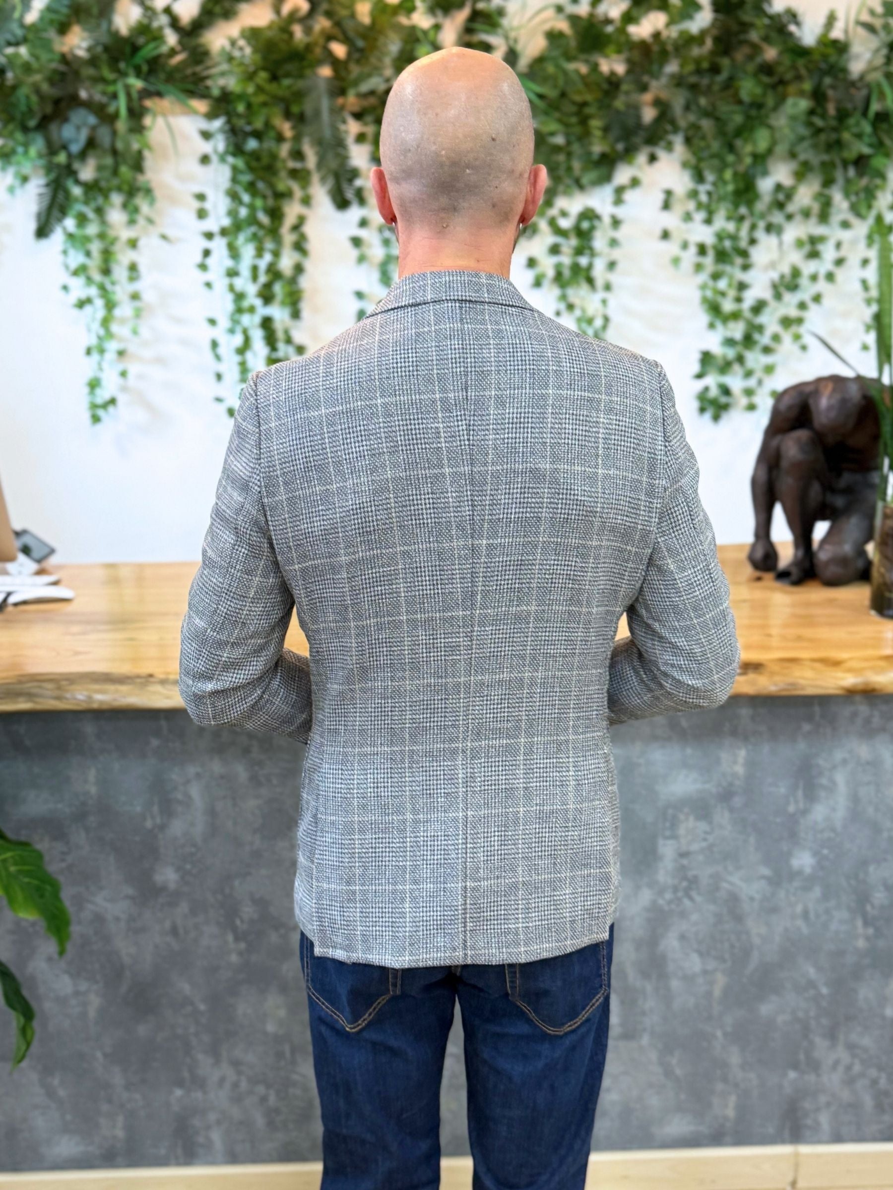 Giacca MonoPetto Quadro Grigio