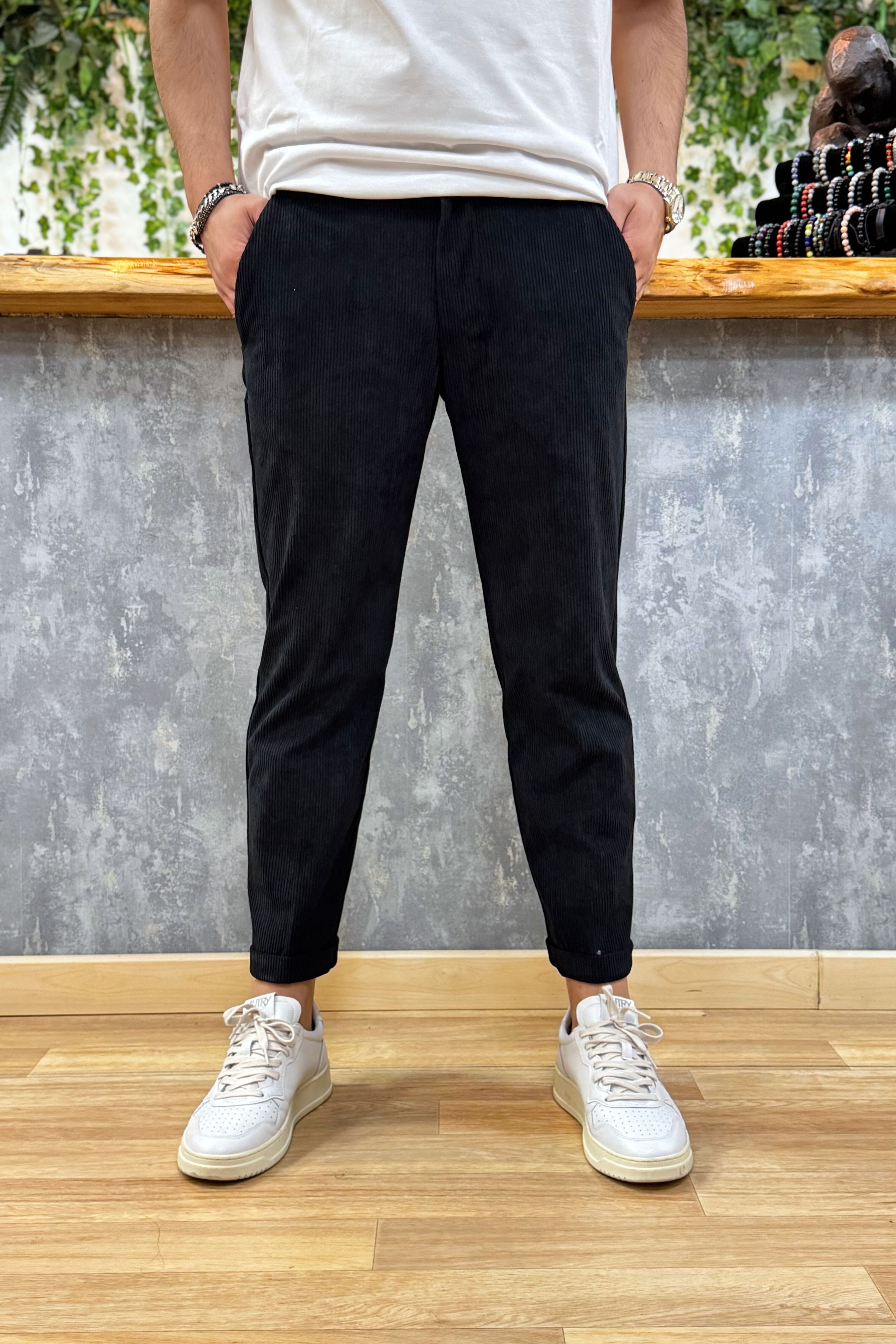 Pantalone in Velluto Milano Nero