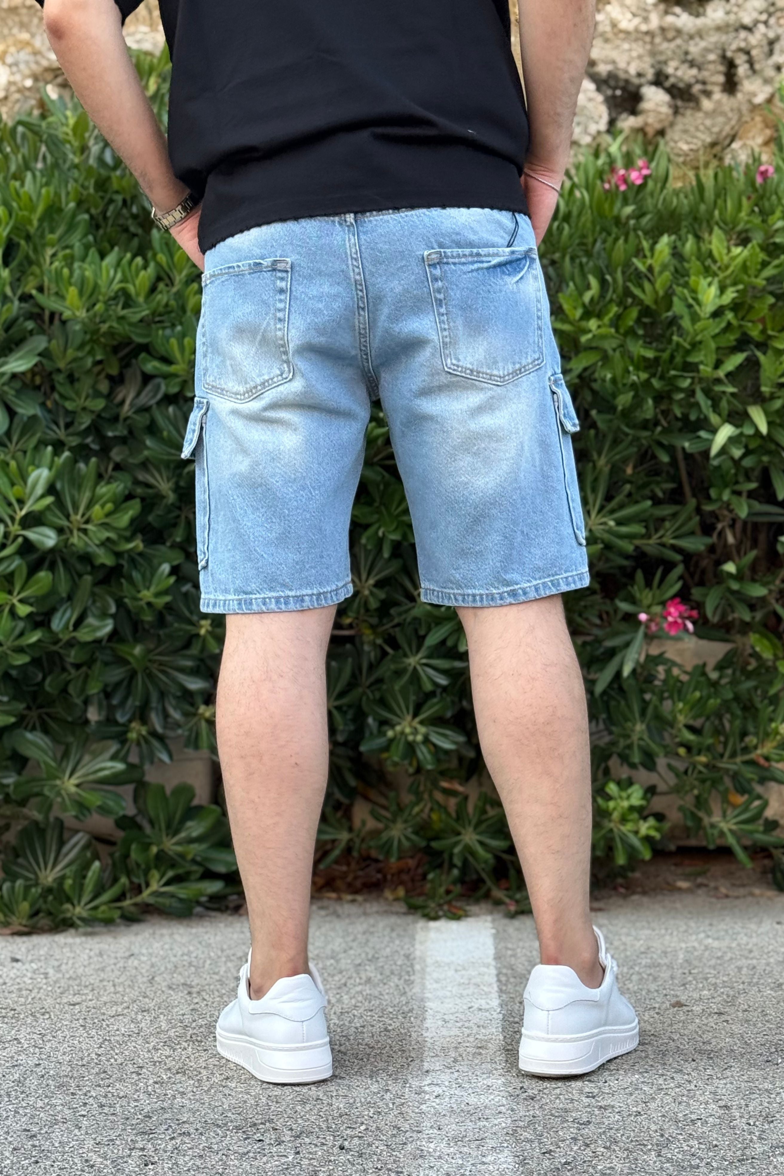 Bermuda Jeans Cargo Different Chiaro