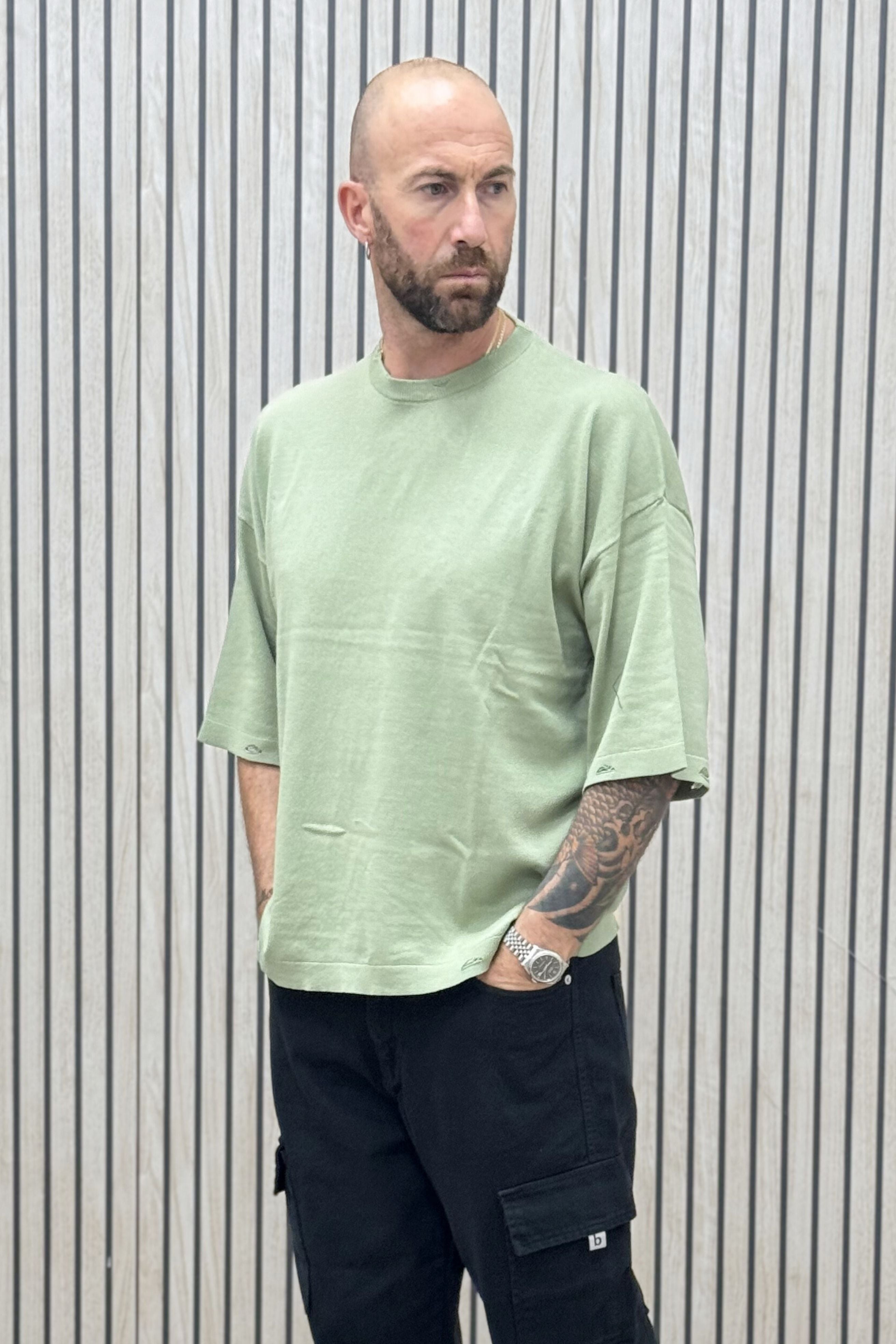 T-Shirt Over 3/4 Verde Chiaro