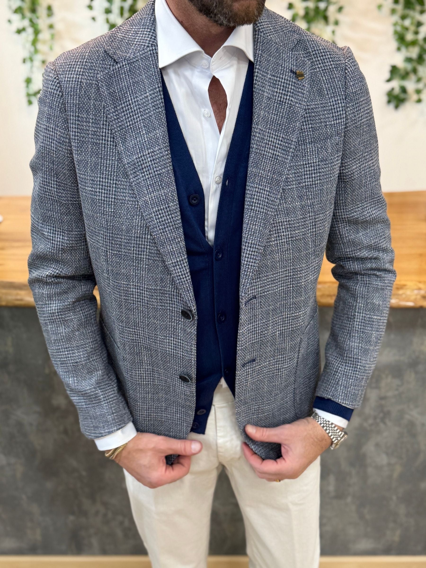 Giacca MonoPetto Quadro Blu