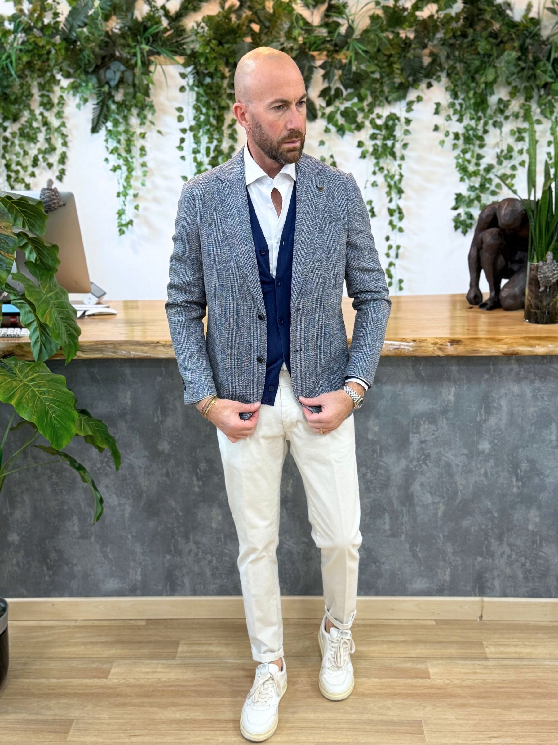 Giacca MonoPetto Quadro Blu