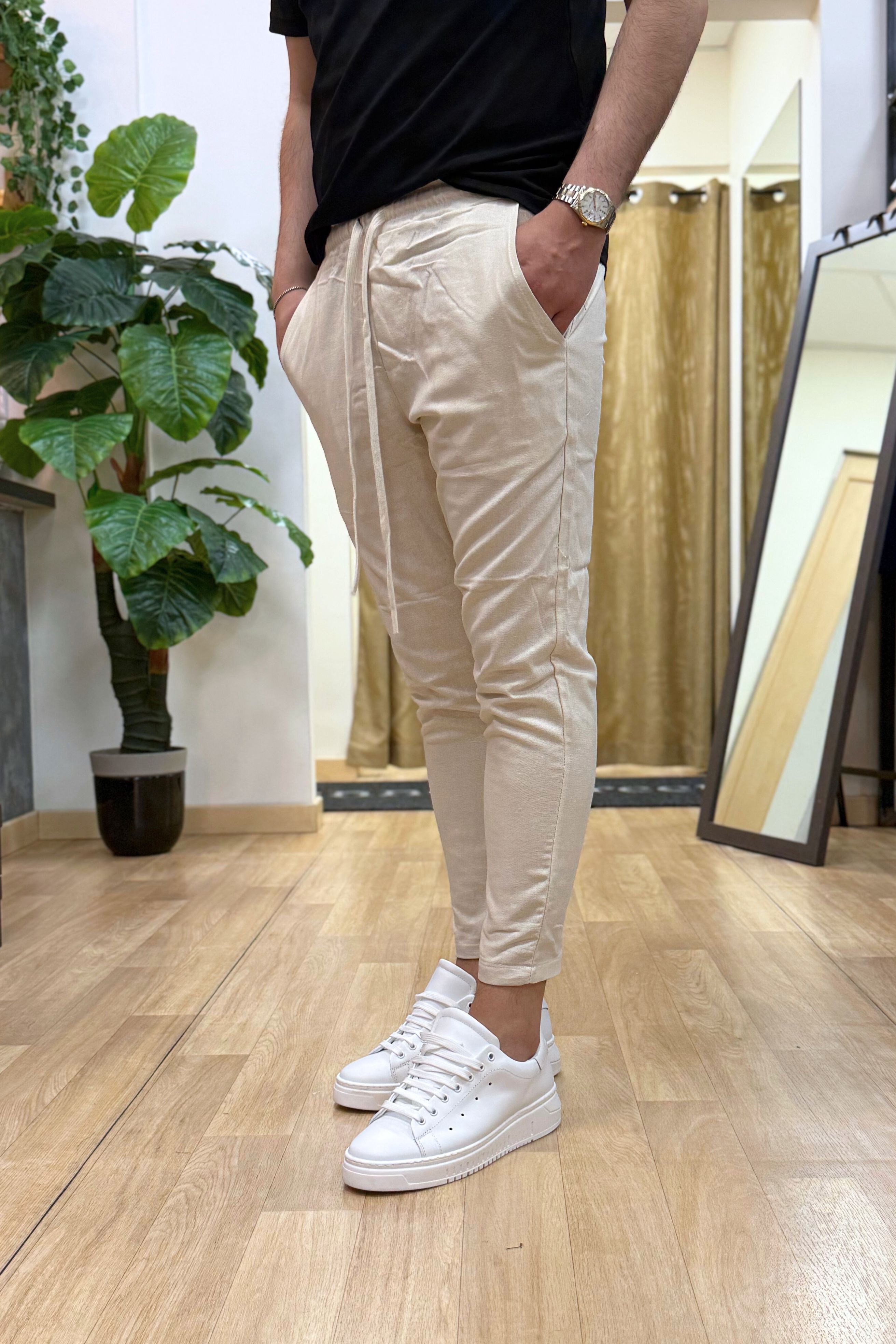 Pantalaccio Rio In Lino Beige