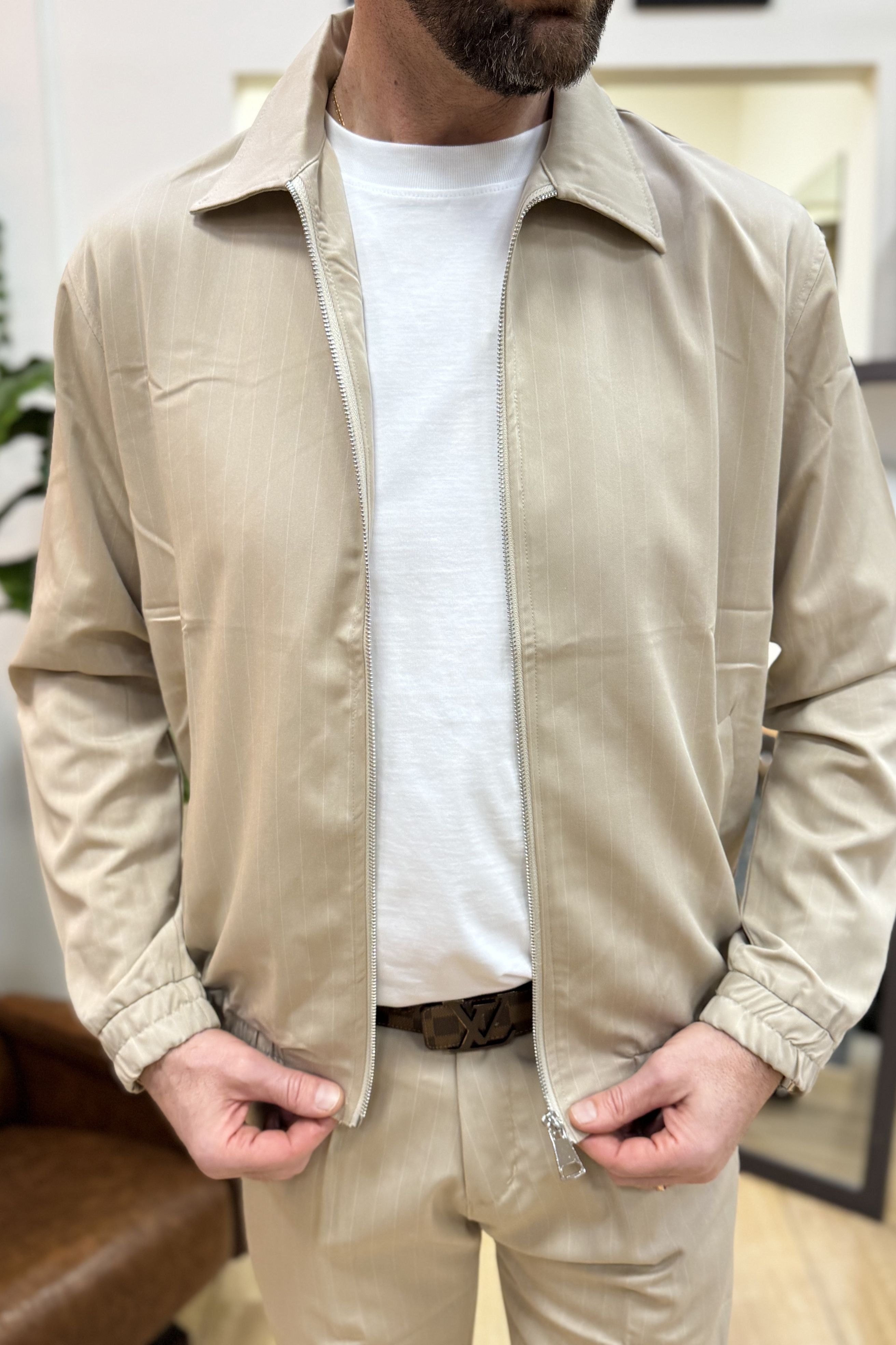 Completo Aroon Gessato Beige