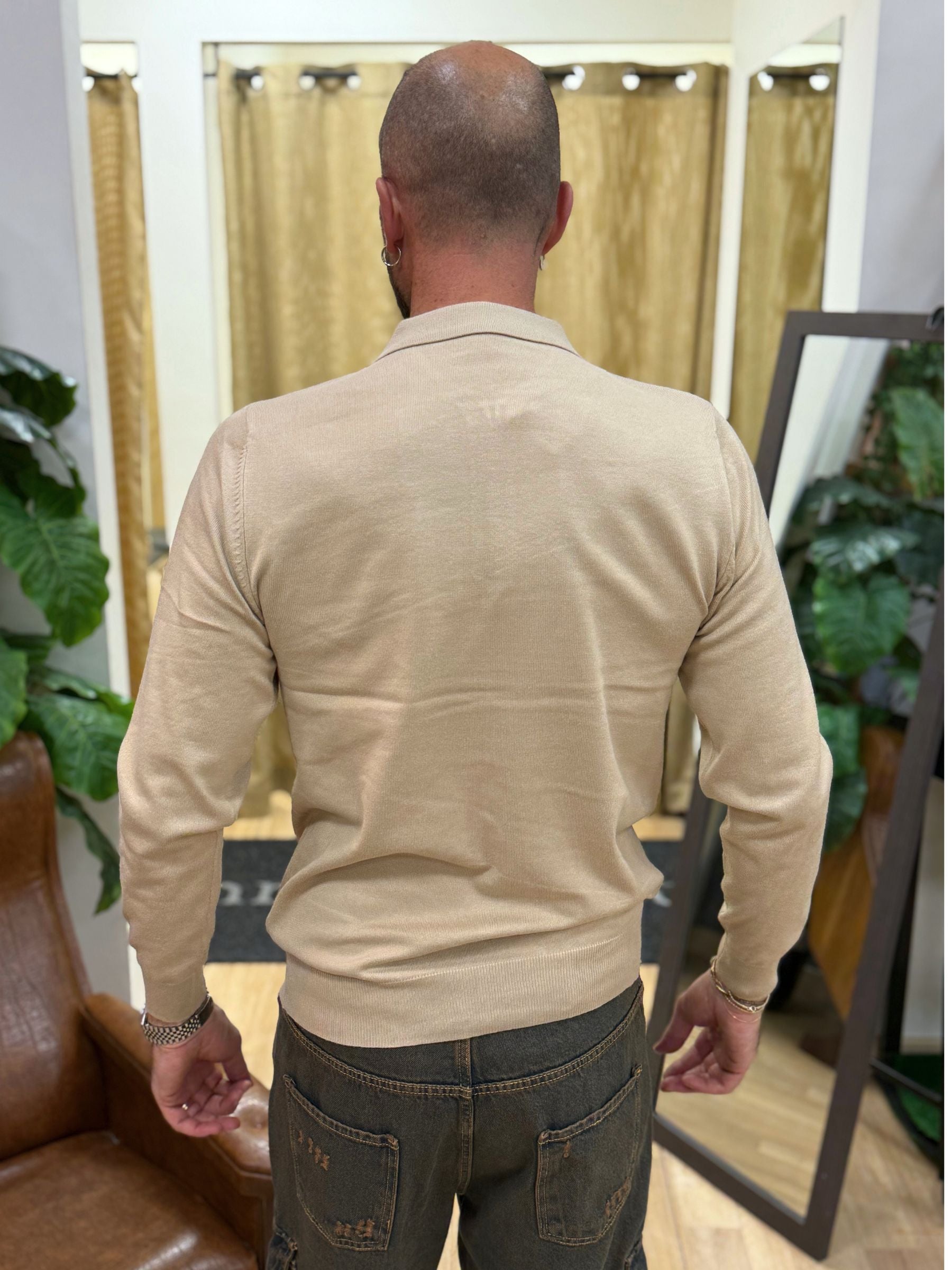 Polo Con Zip Beige