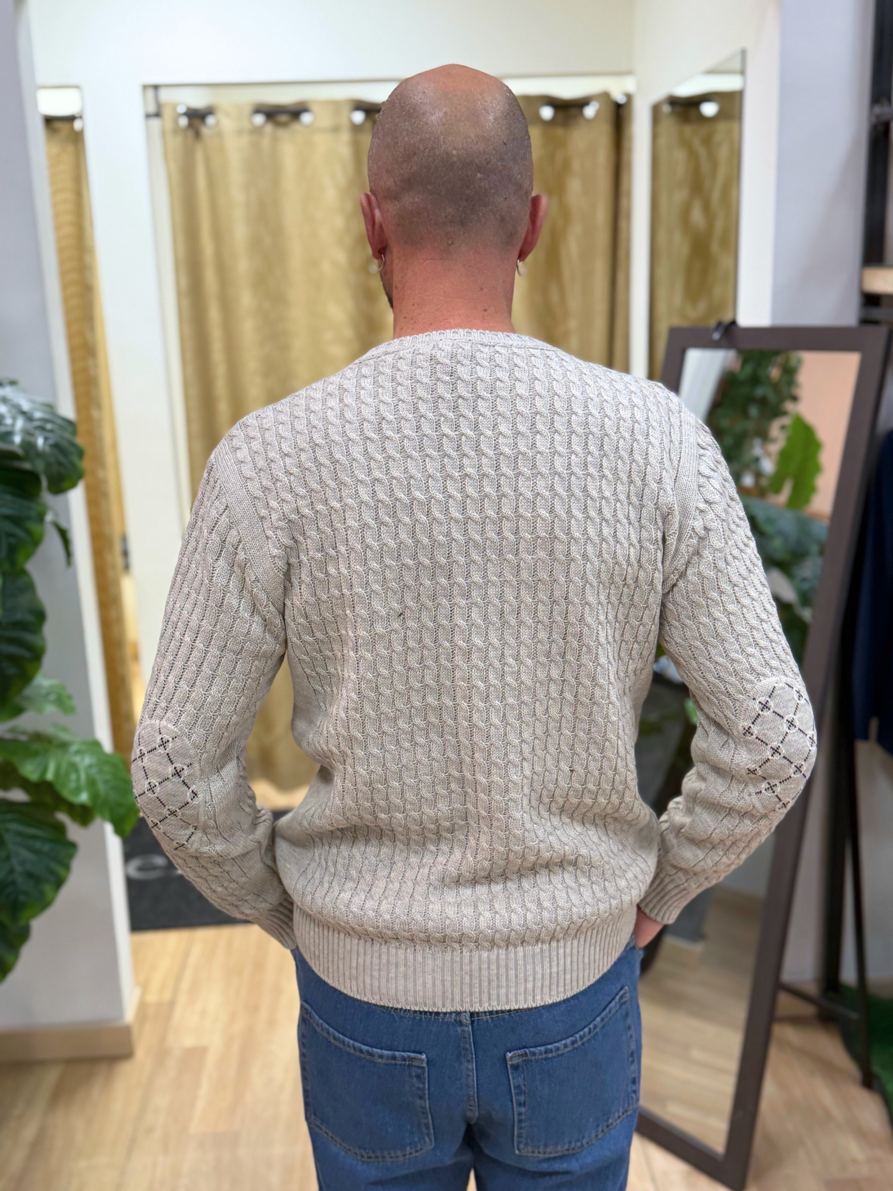 Maglioncino Con Treccia E Taschino Beige