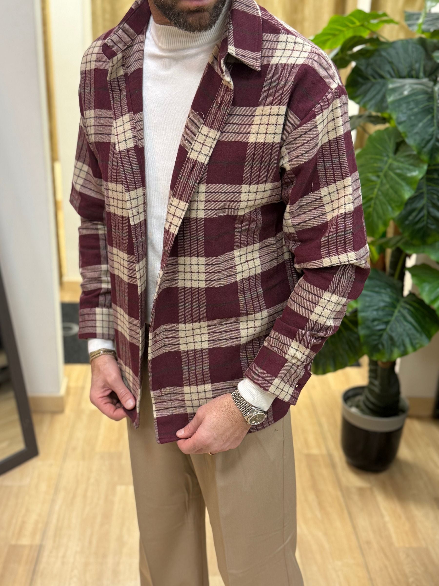 Camicione Scozzese Bordeaux