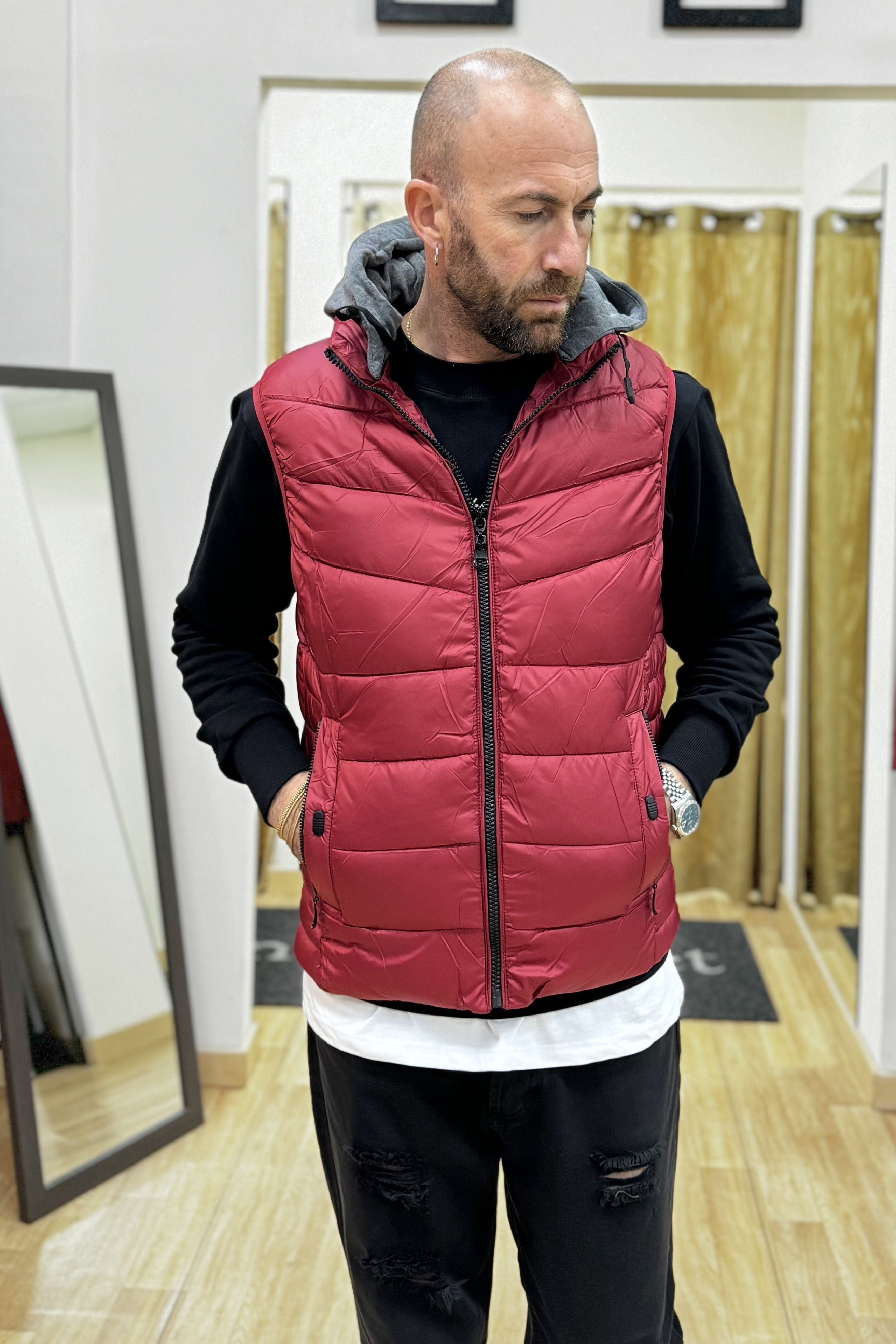 Gilet con cappuccio Bordeaux