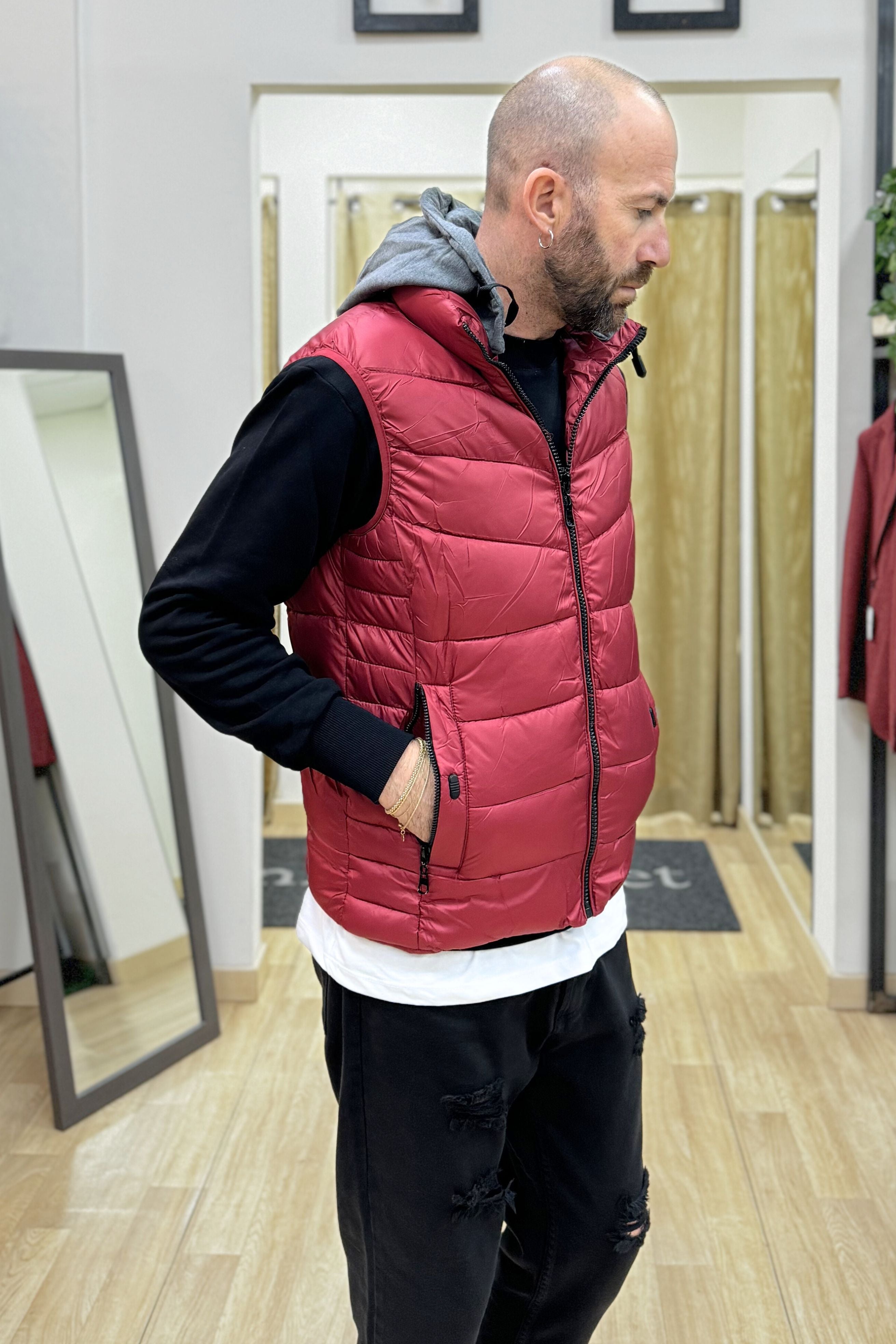 Gilet con cappuccio Bordeaux