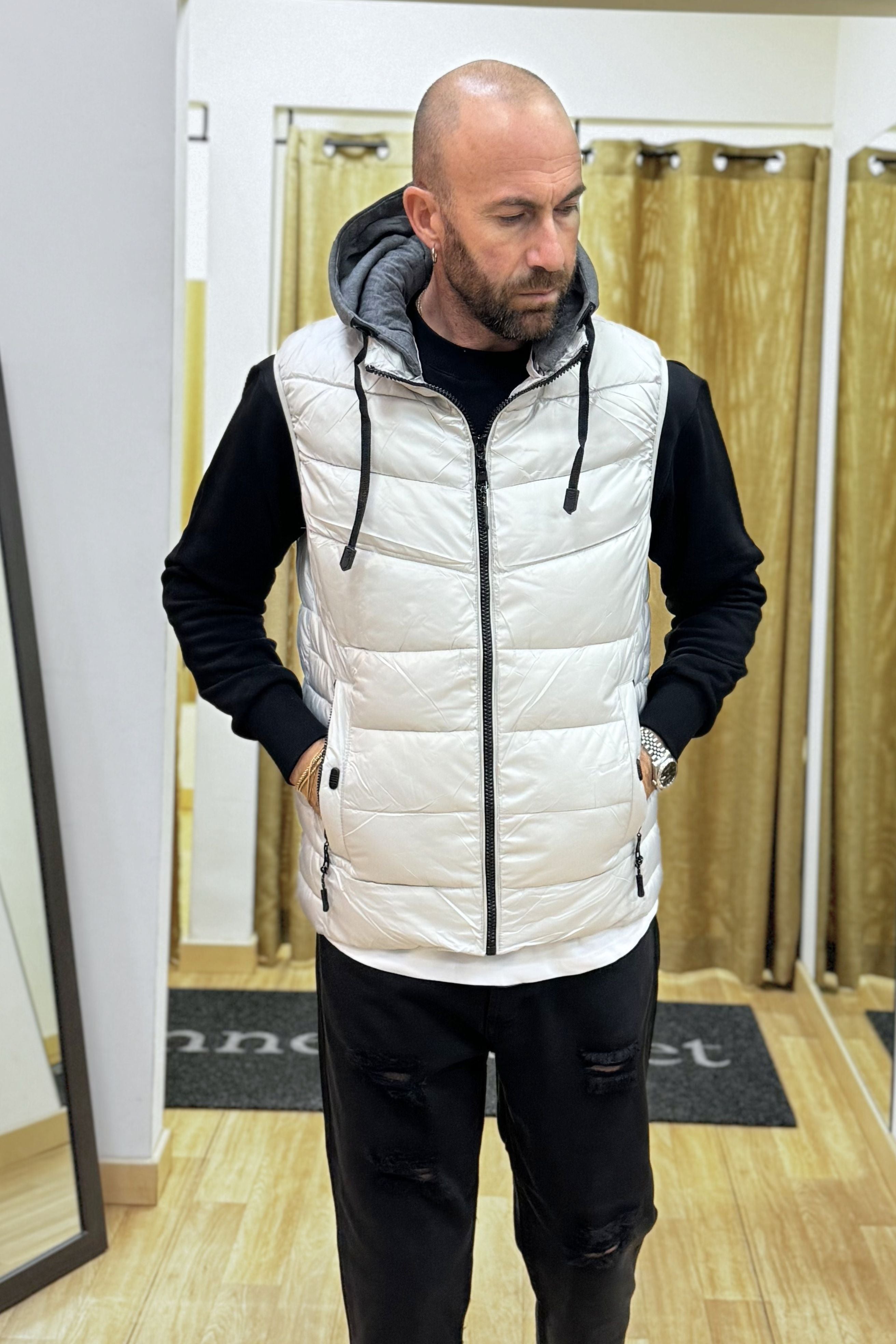Gilet con cappuccio Bianco
