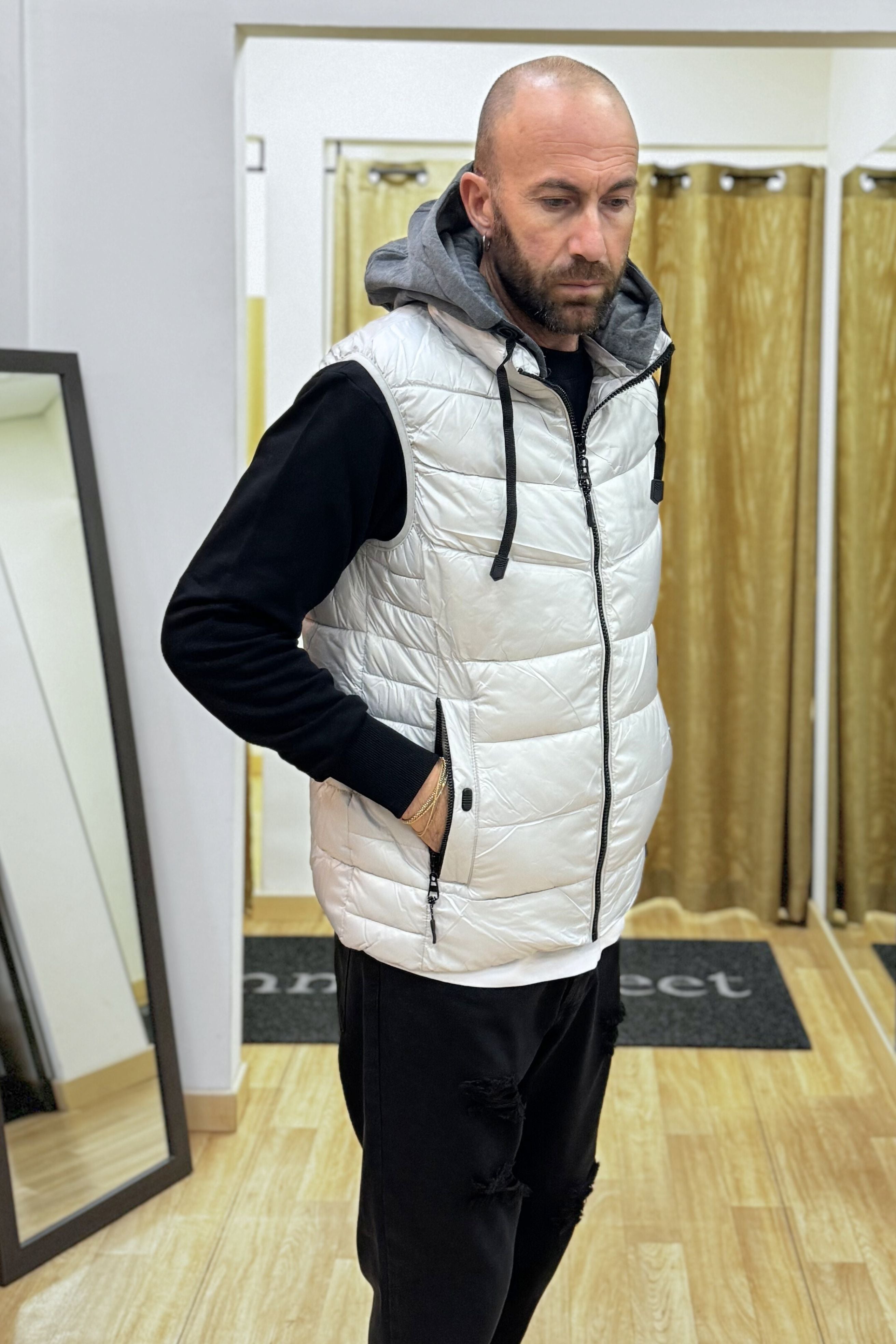 Gilet con cappuccio Bianco