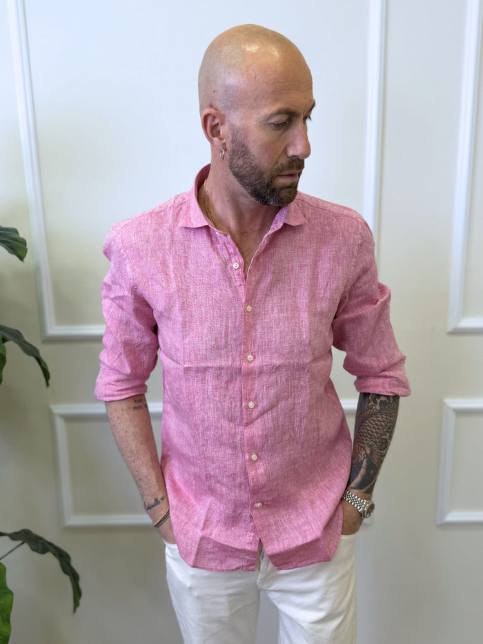Camicia In Lino Francese Rosa