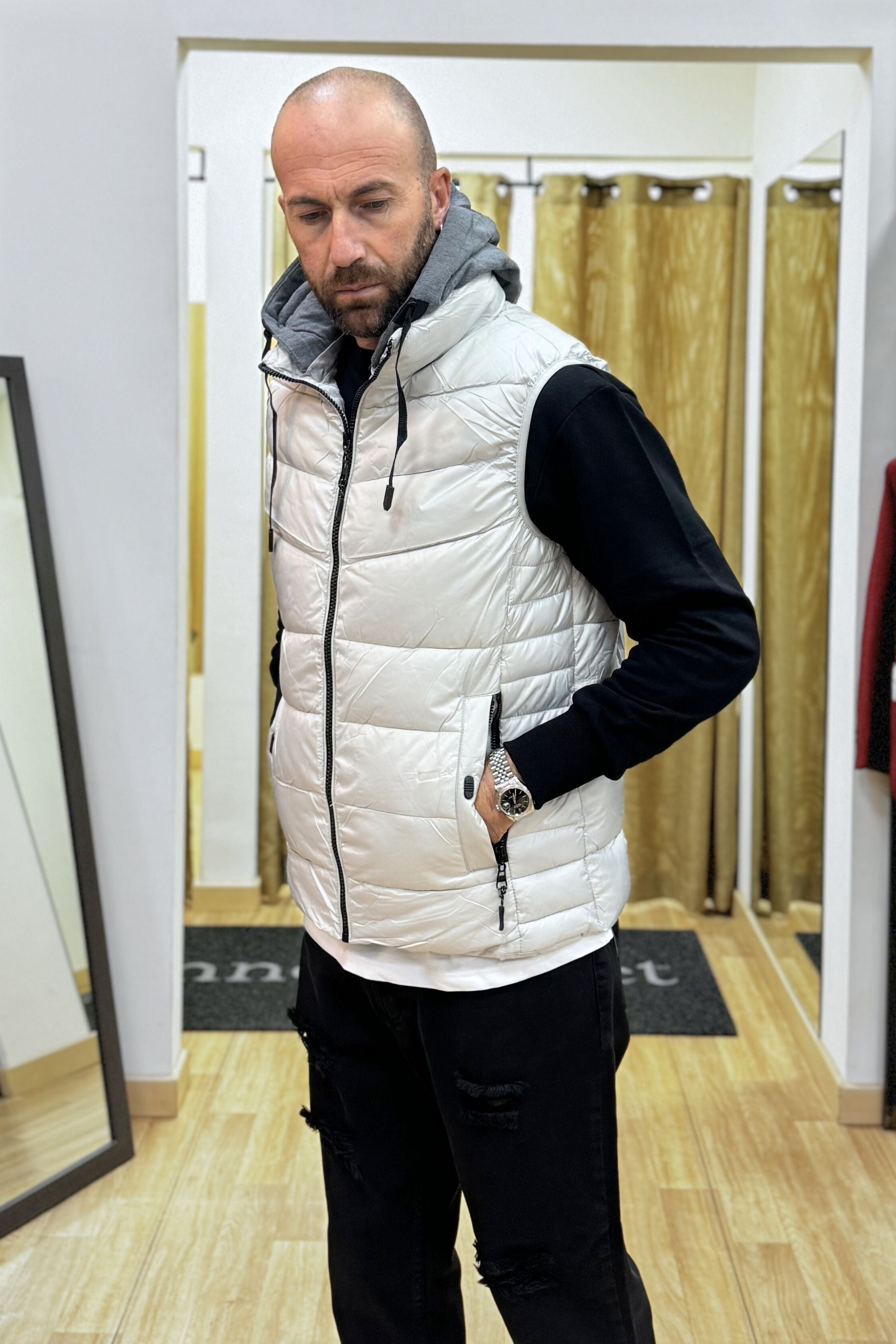 Gilet con cappuccio Bianco