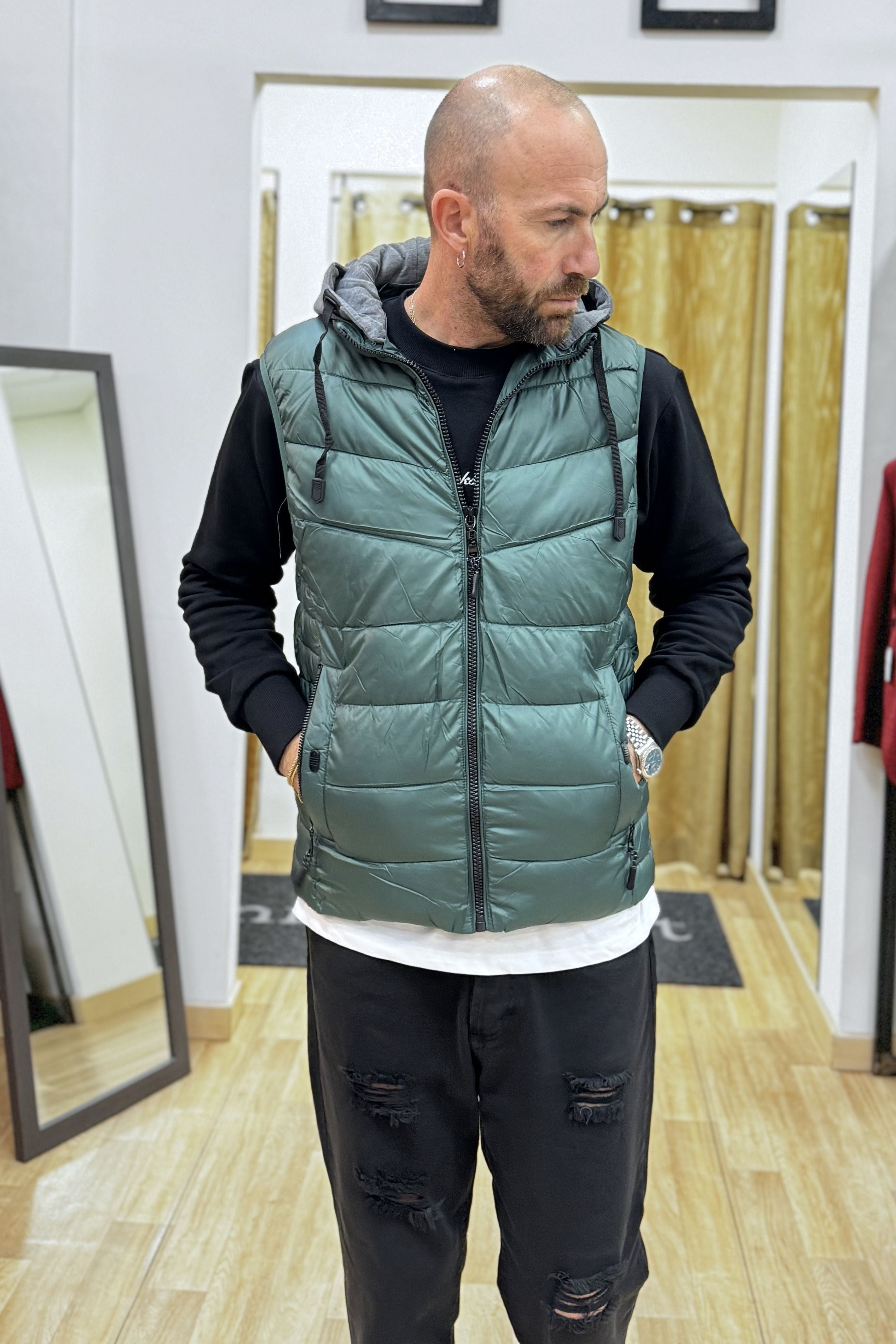 Gilet con cappuccio Verdone