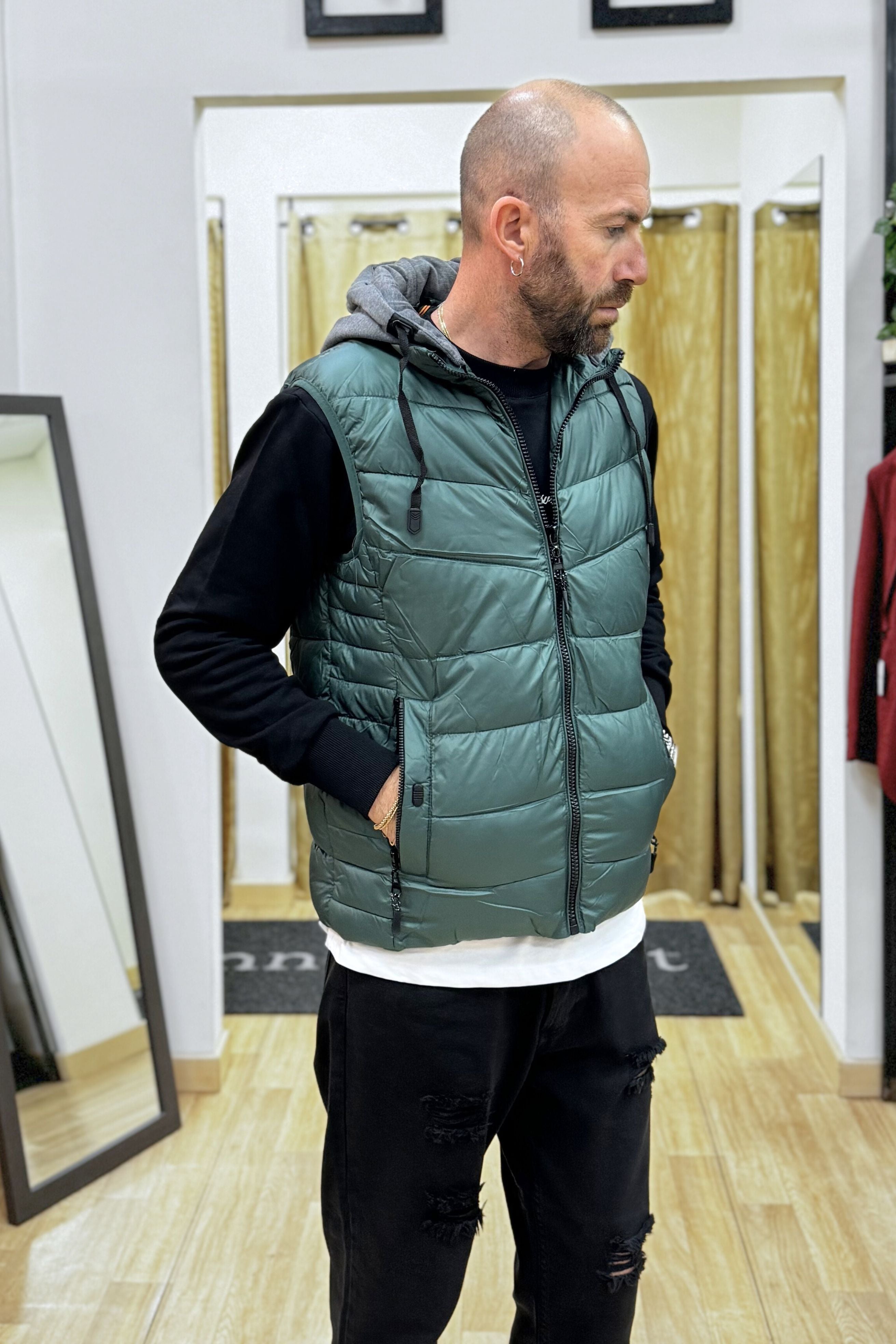 Gilet con cappuccio Verdone