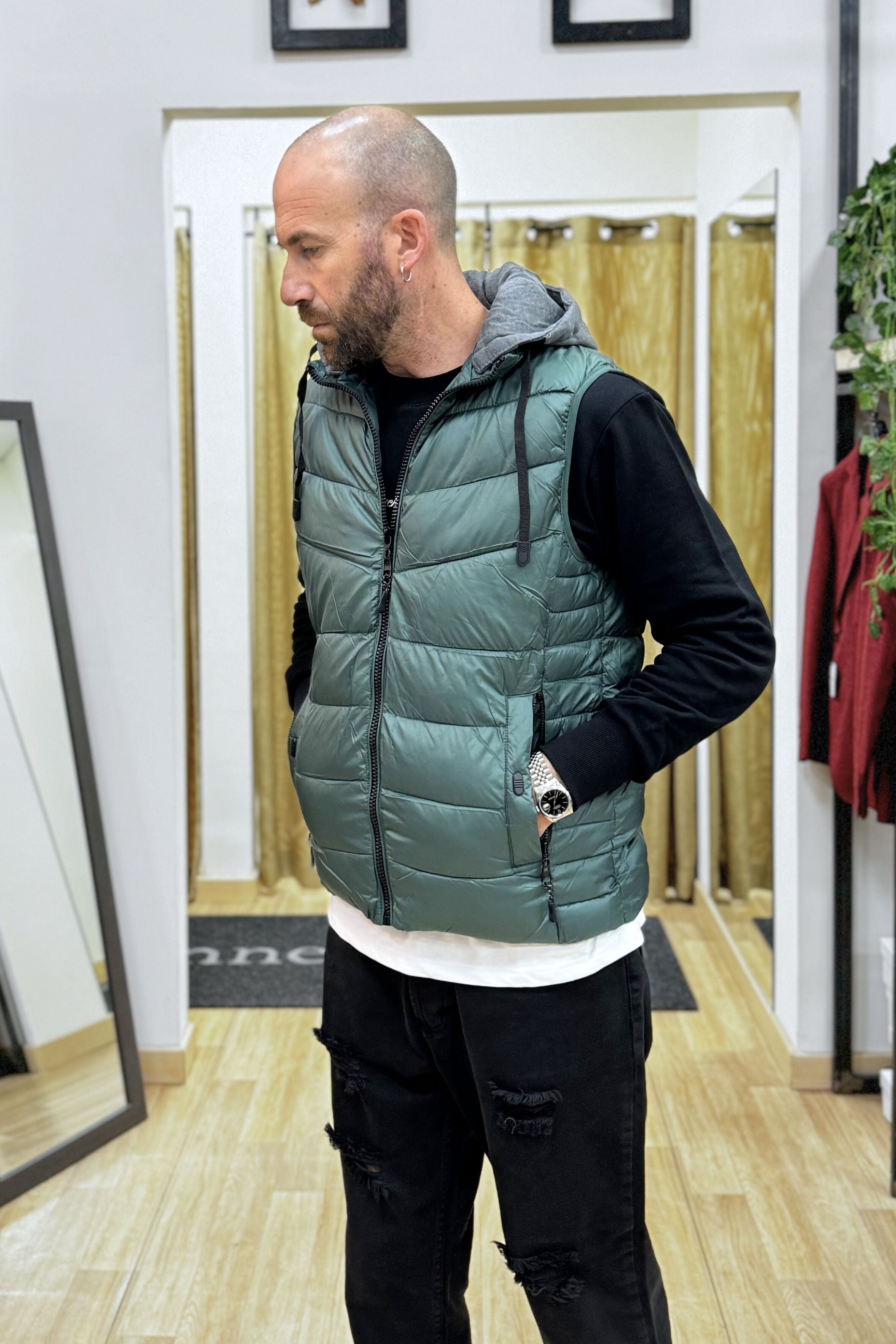 Gilet con cappuccio Verdone