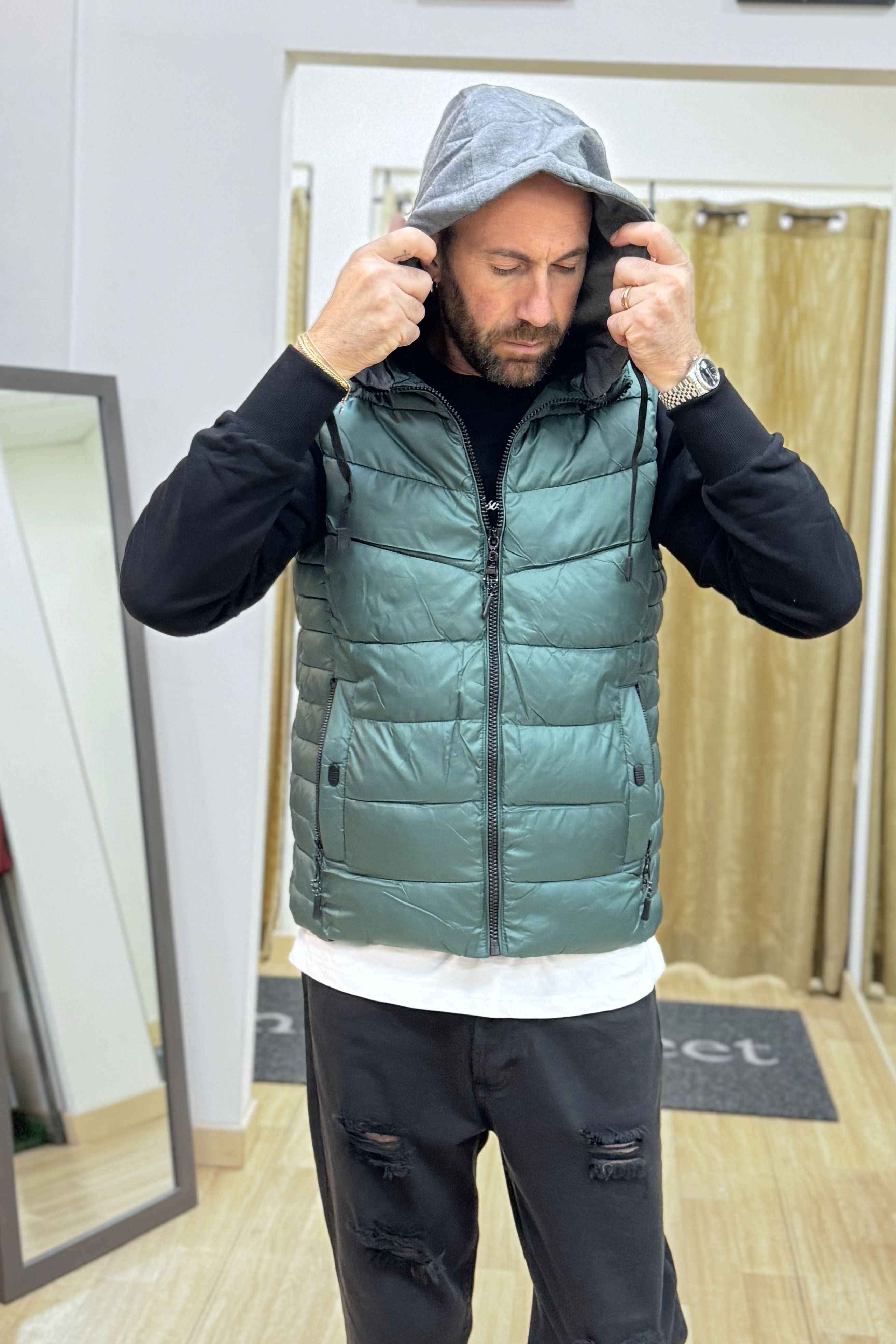 Gilet con cappuccio Verdone