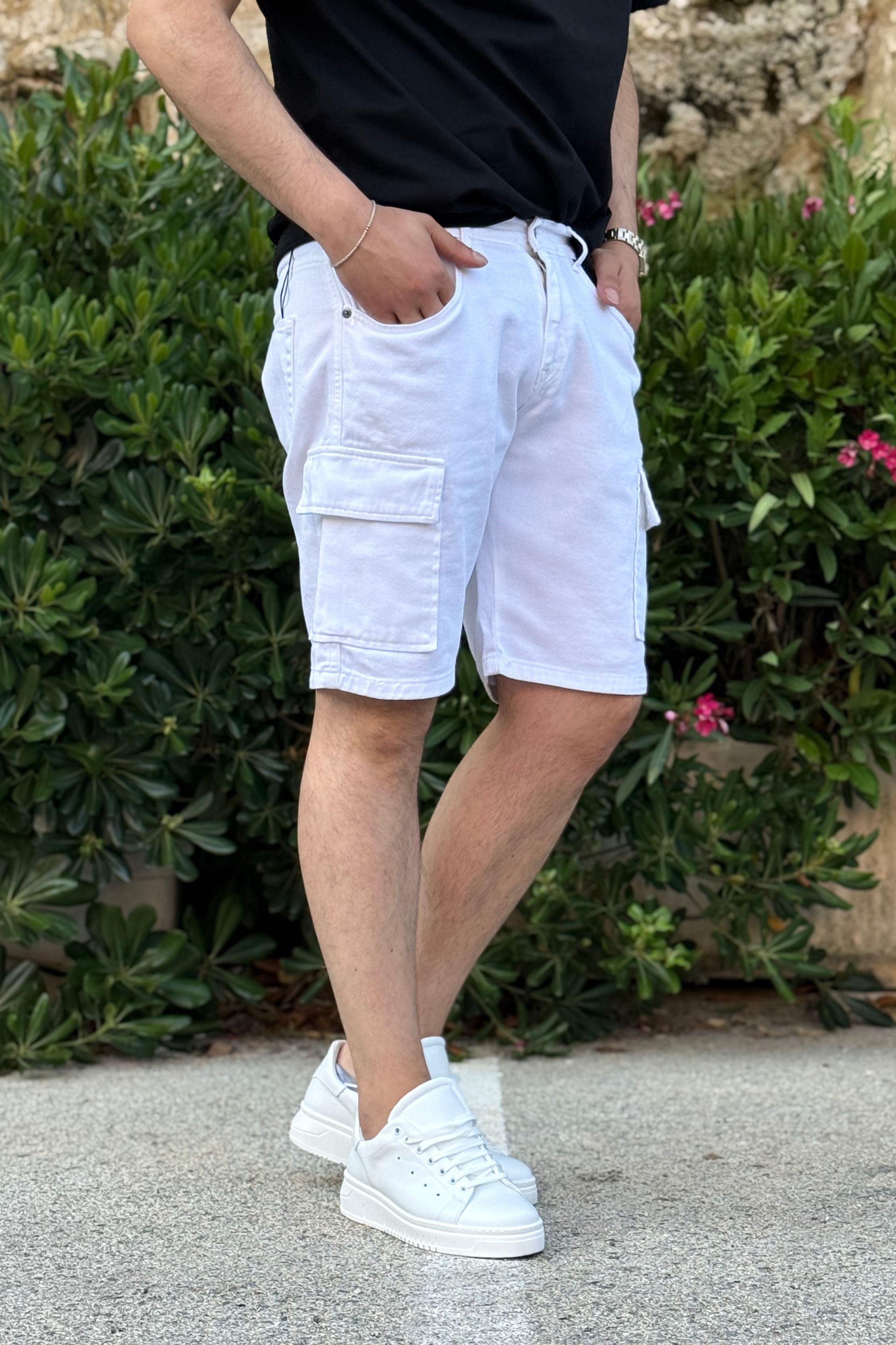 Bermuda Jeans Cargo Different Bianco