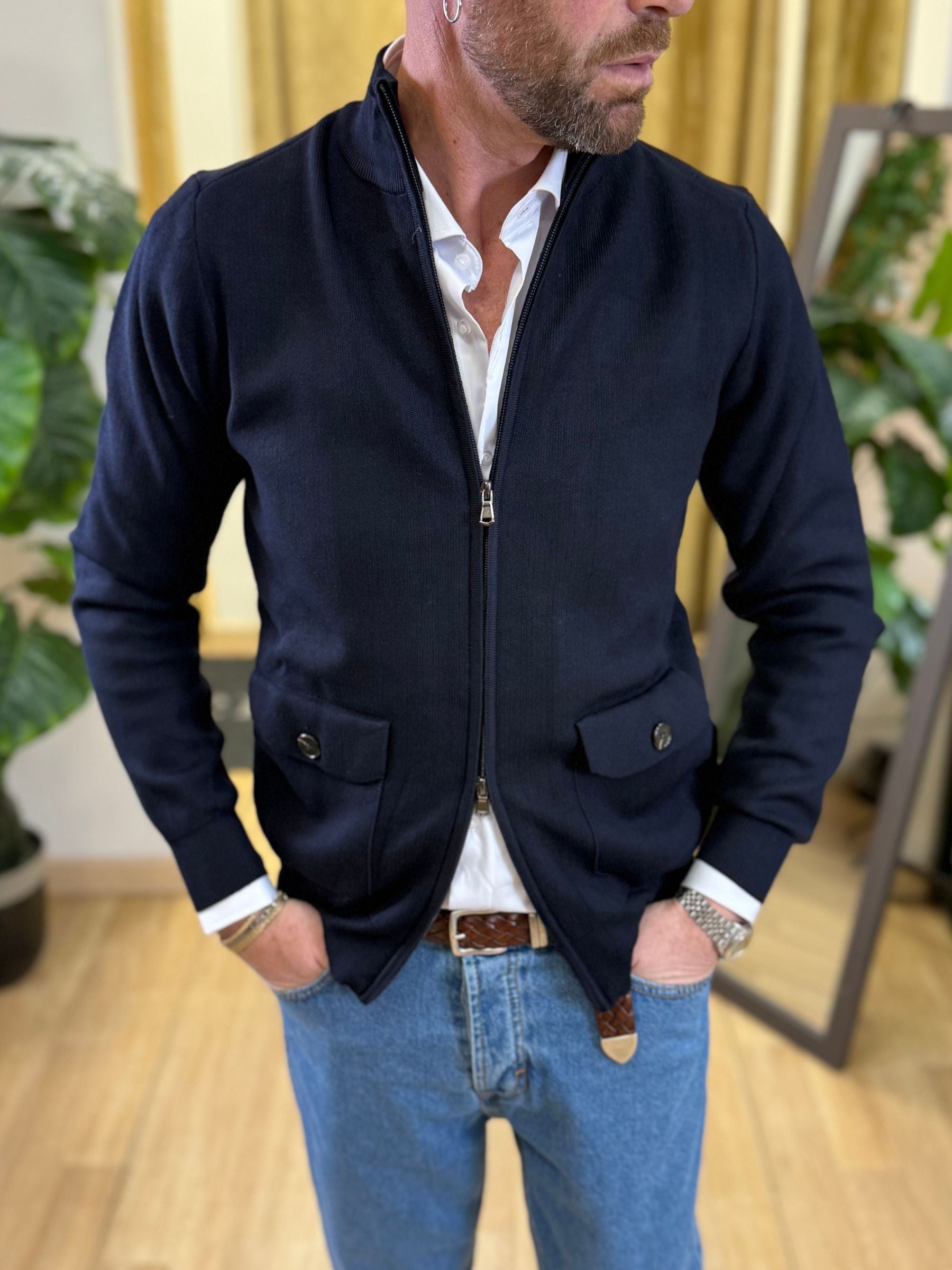 Cardigan Con Zip LP Blu