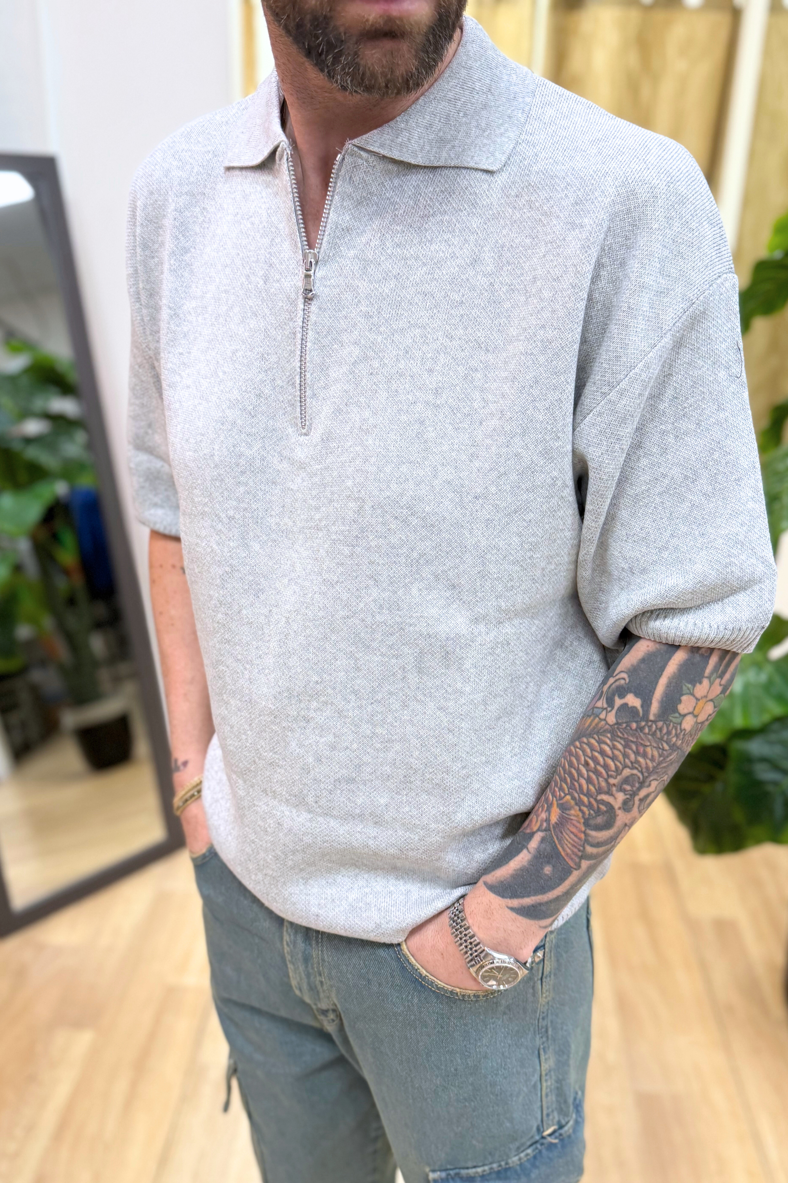 Polo Con Zip Acy Grigio