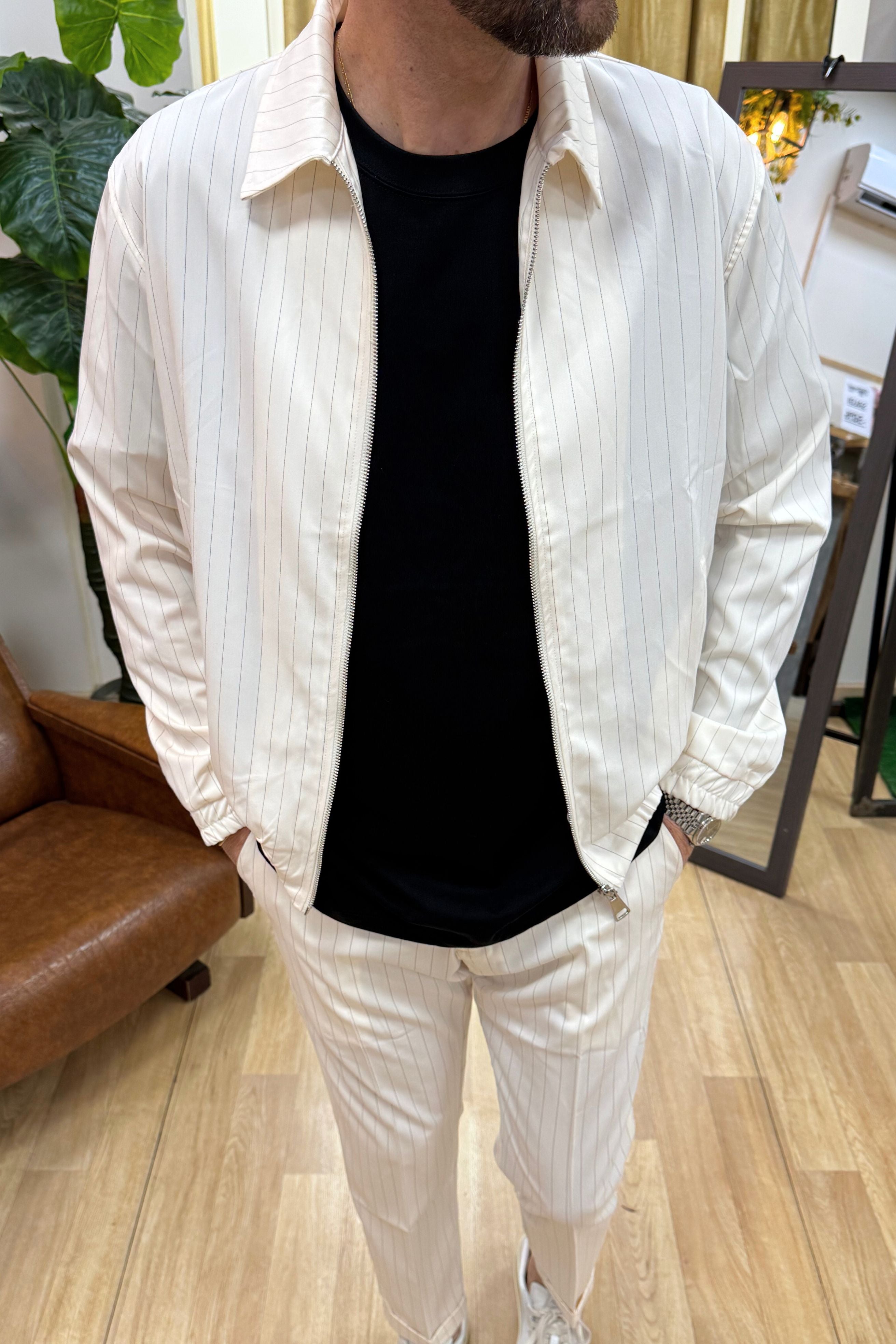 Completo Aroon Gessato Bianco