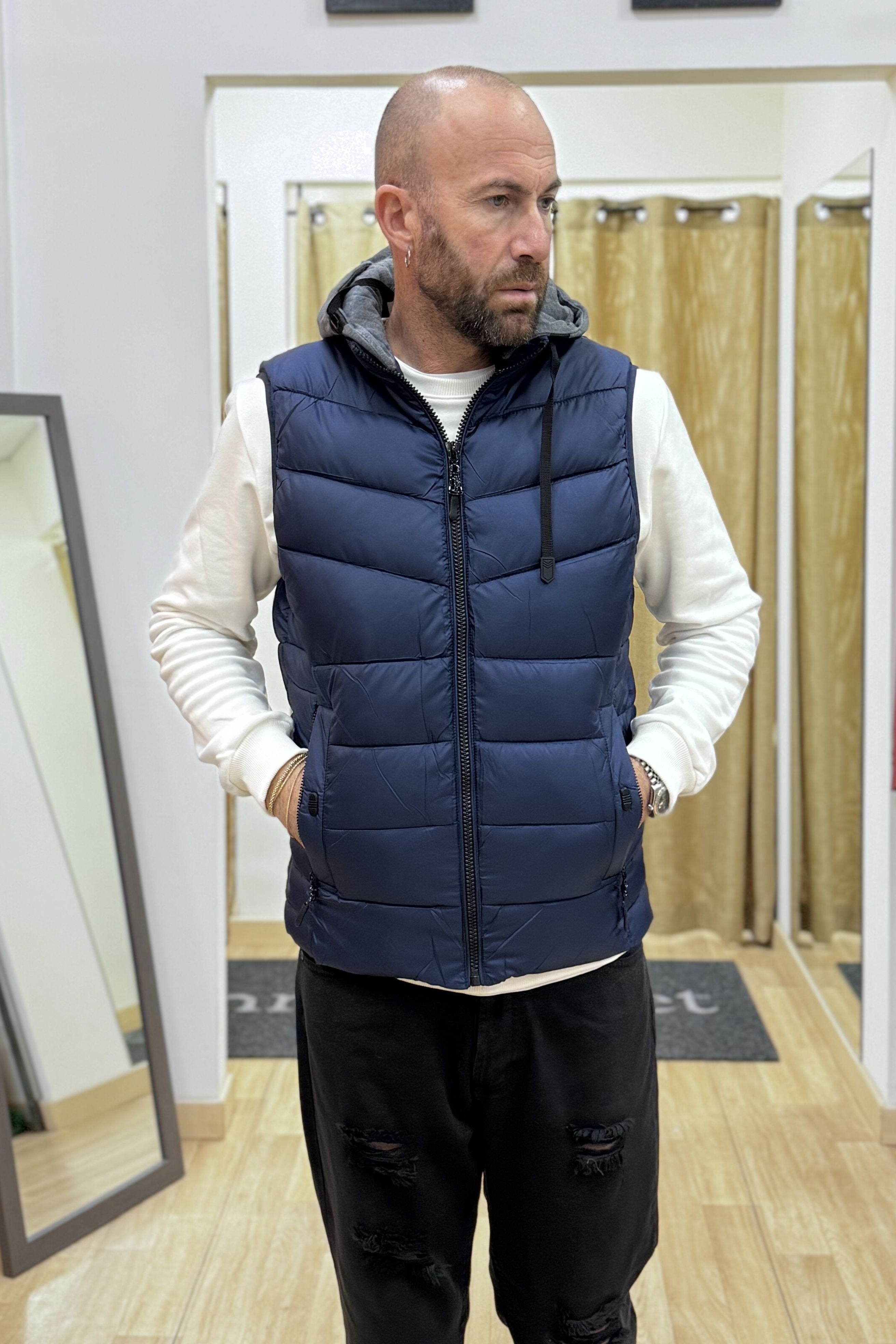 Gilet con cappuccio Blue