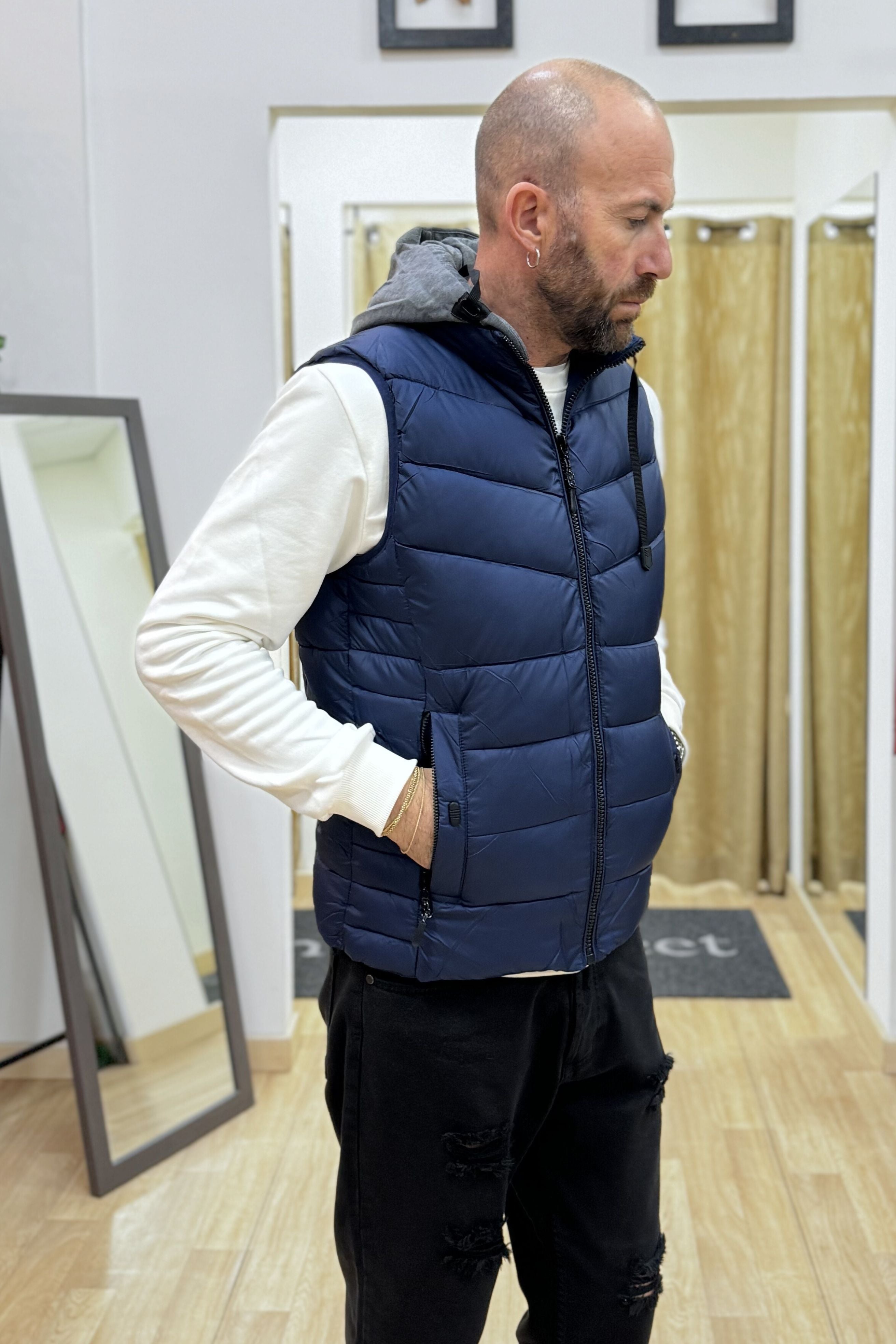 Gilet con cappuccio Blue