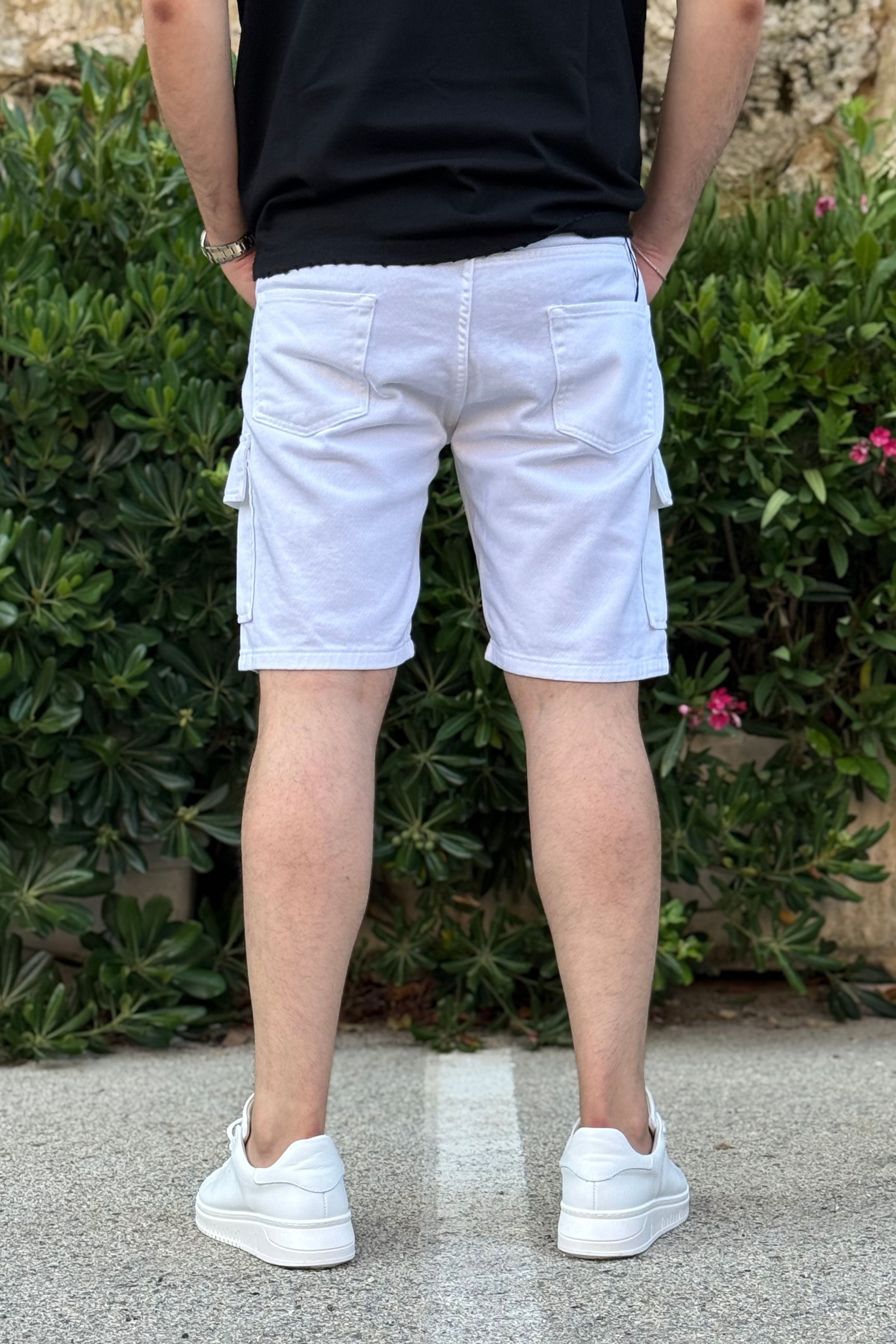 Bermuda Jeans Cargo Different Bianco