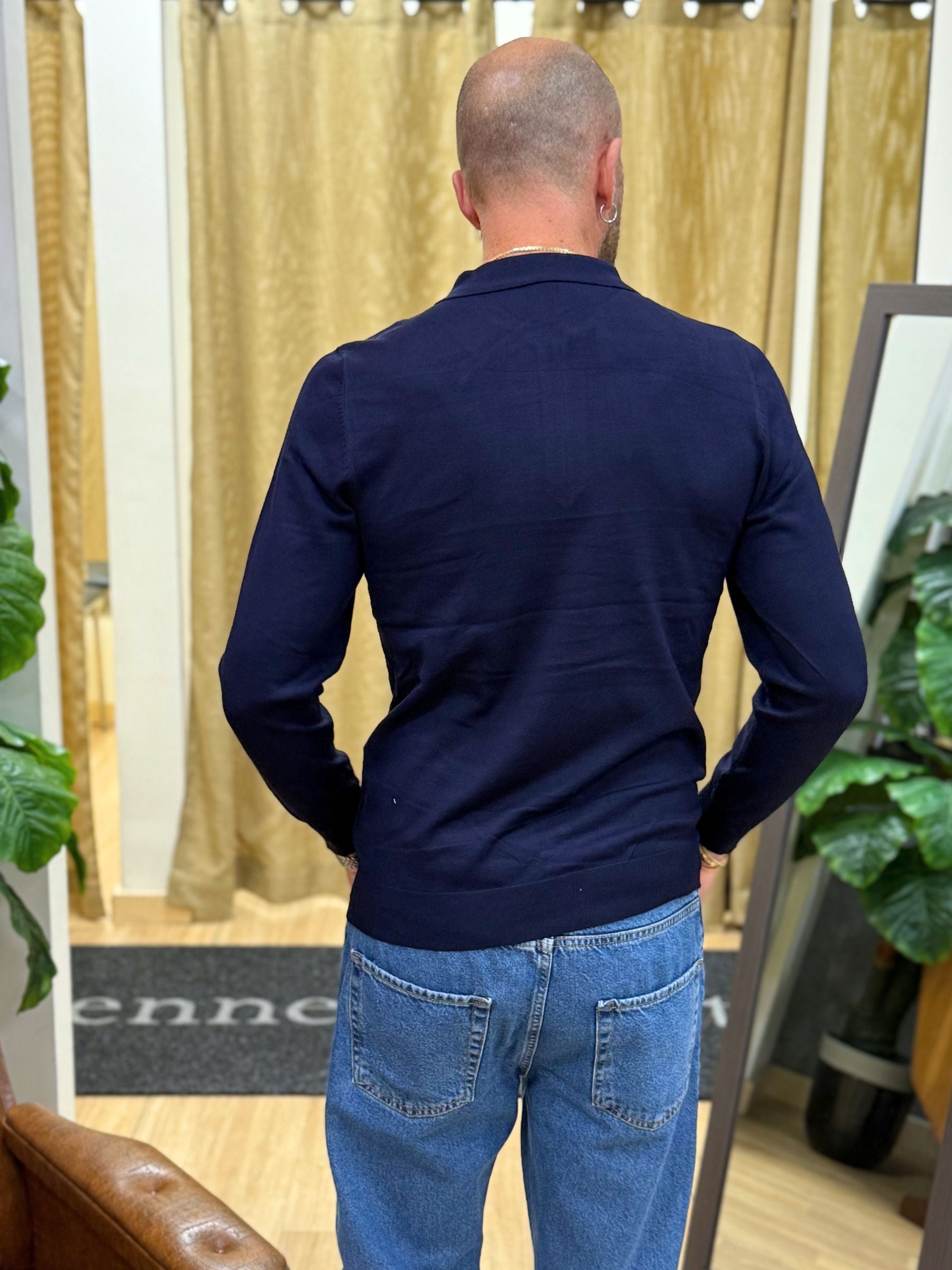 Polo Con Zip Blu