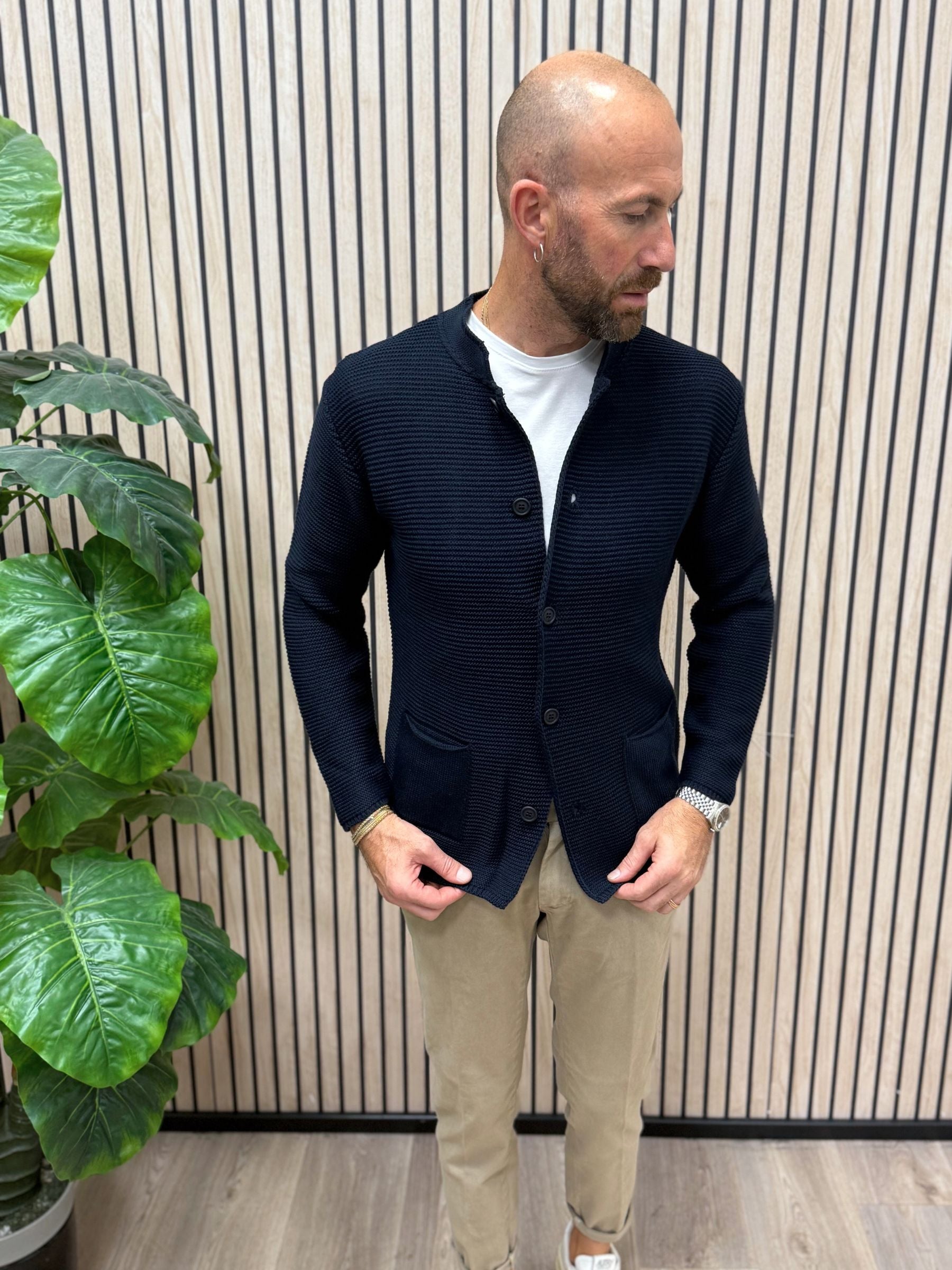 Cardigan Koreano Blu
