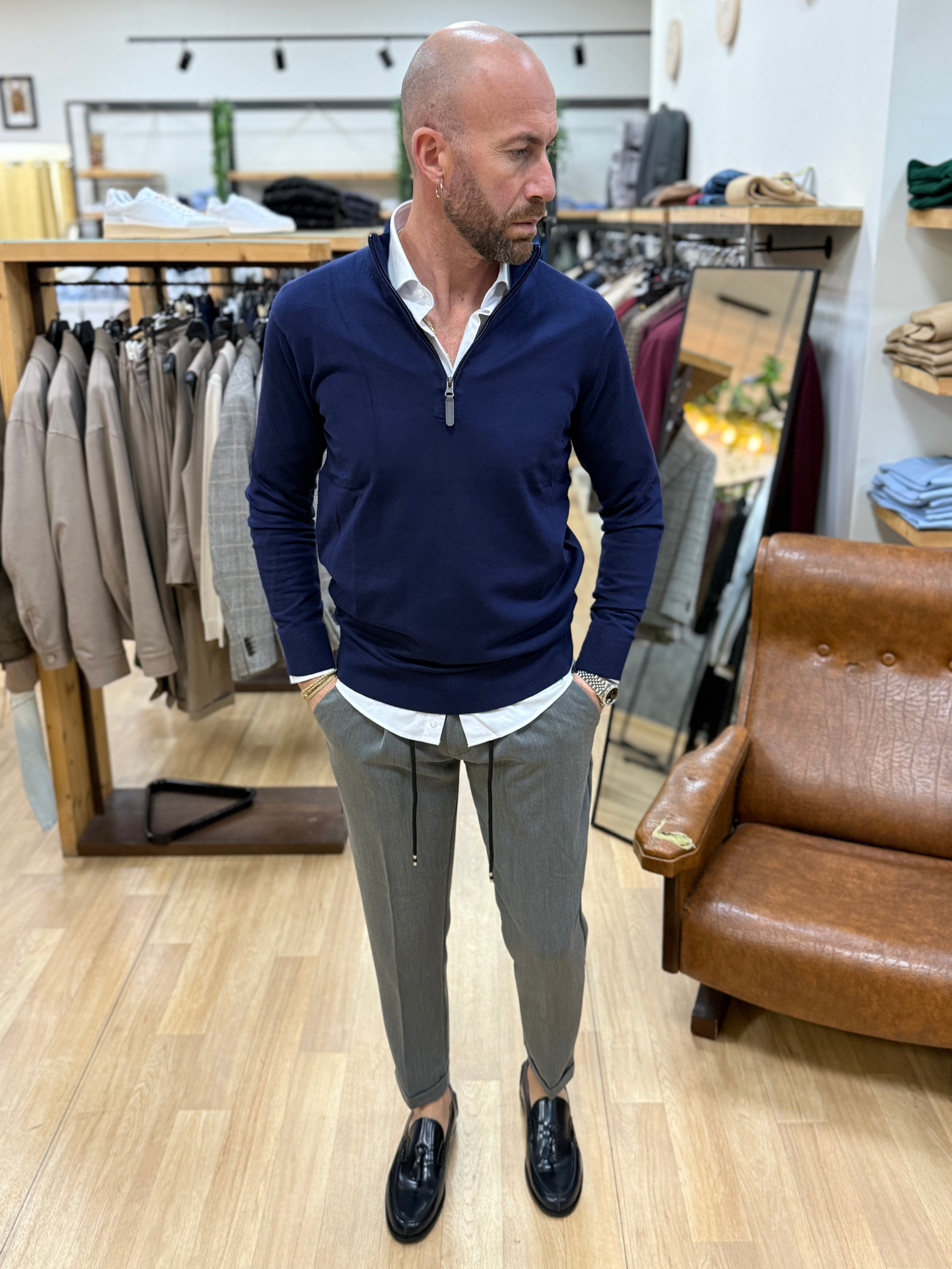 Maglia Serafino Blu