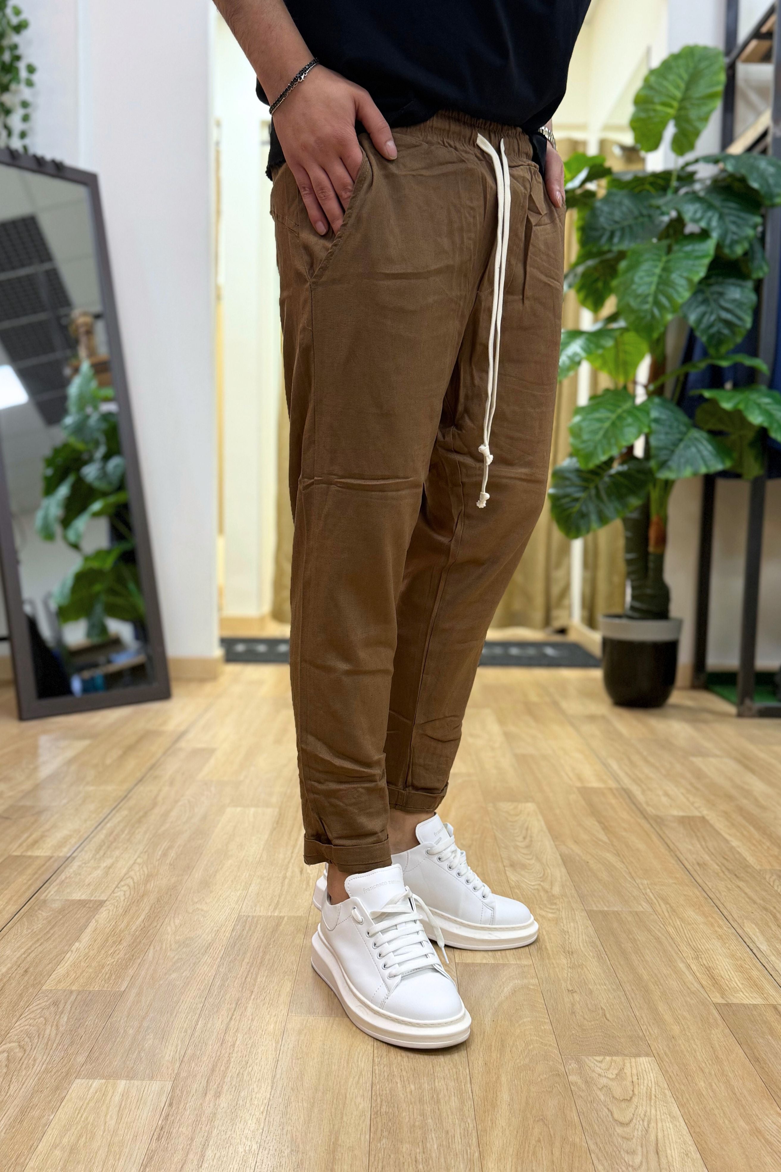 Pantalaccio Rio In Lino Marrone