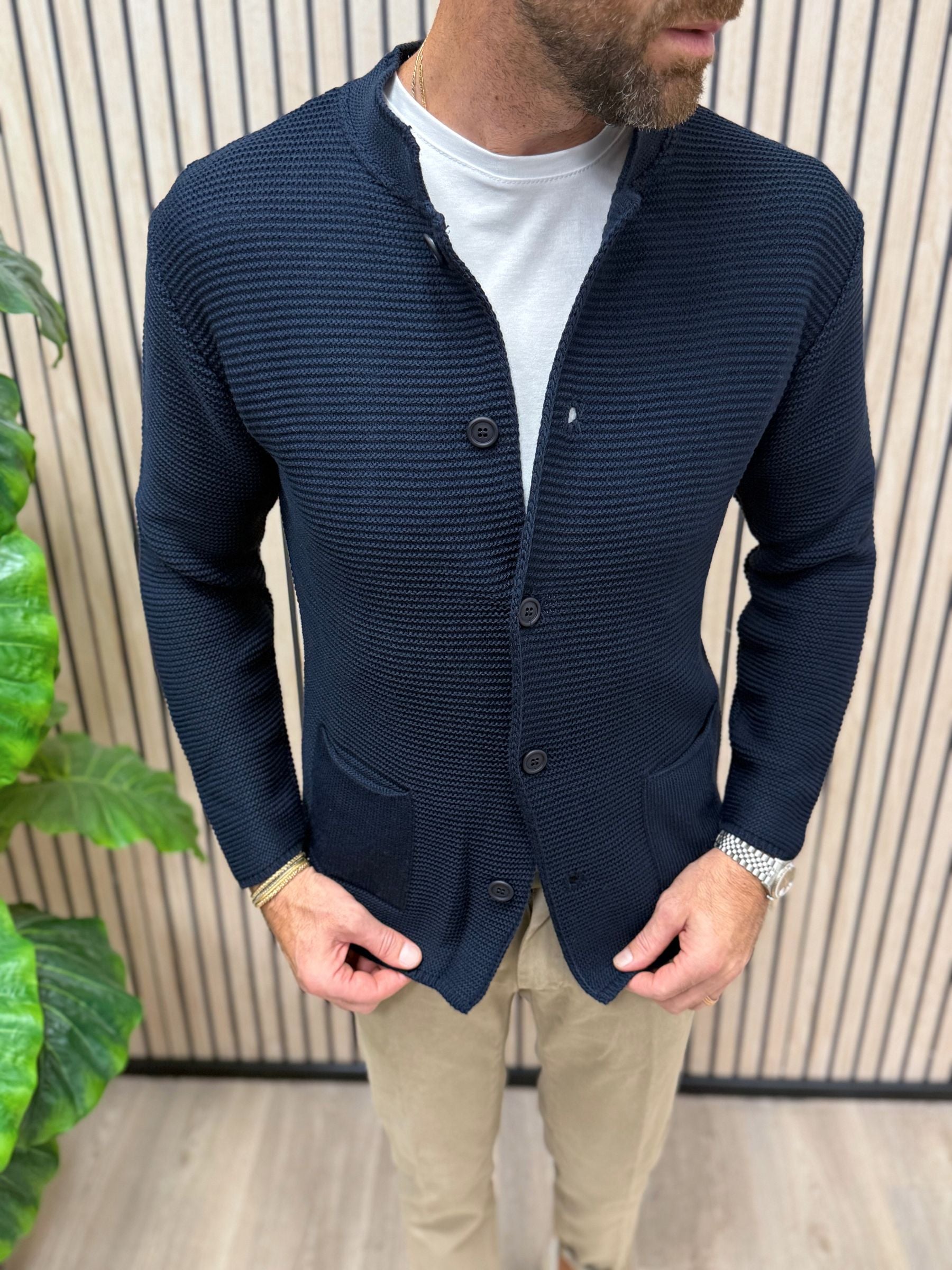 Cardigan Koreano Blu