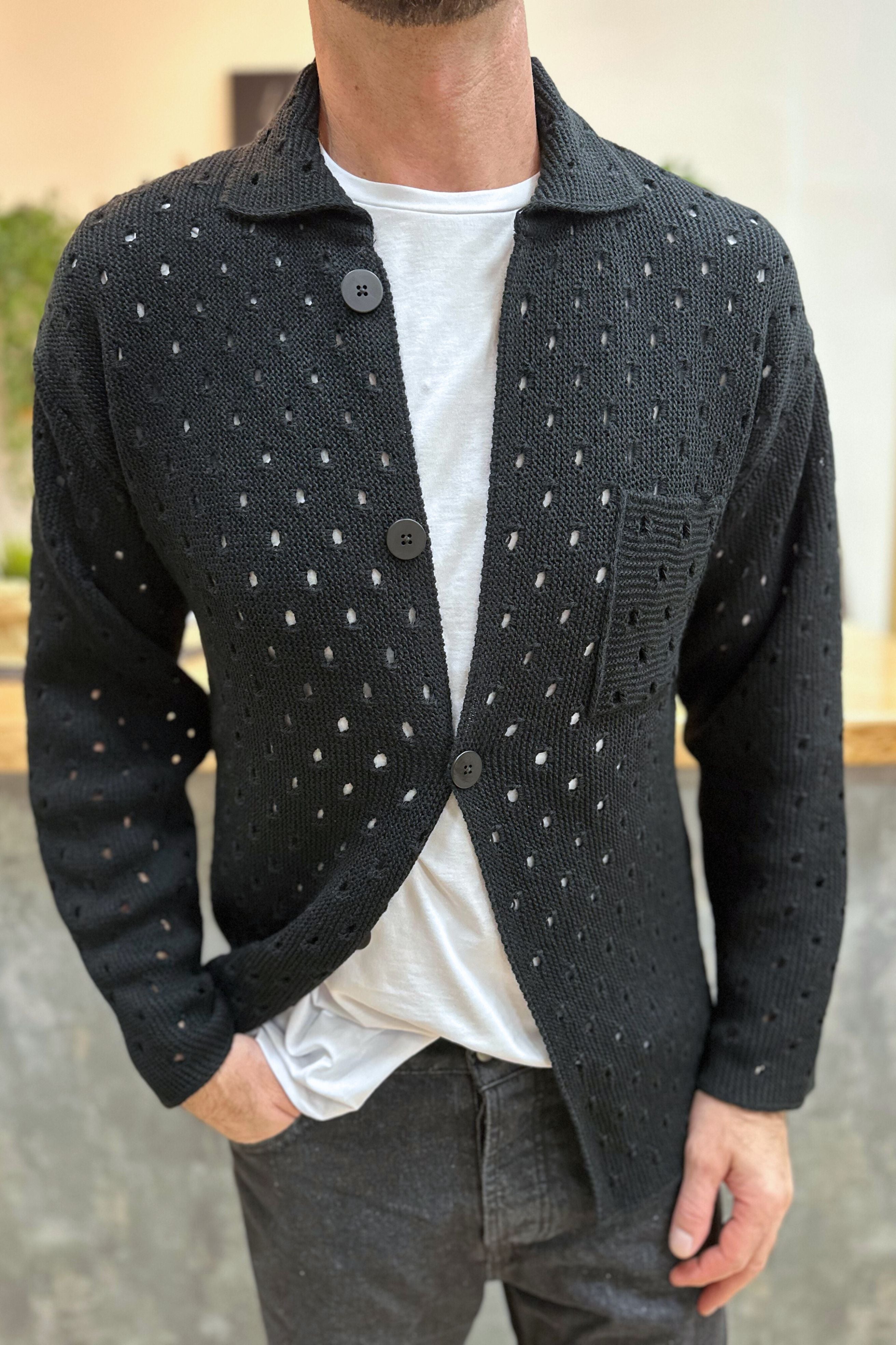 Cardigan Traforato Nero