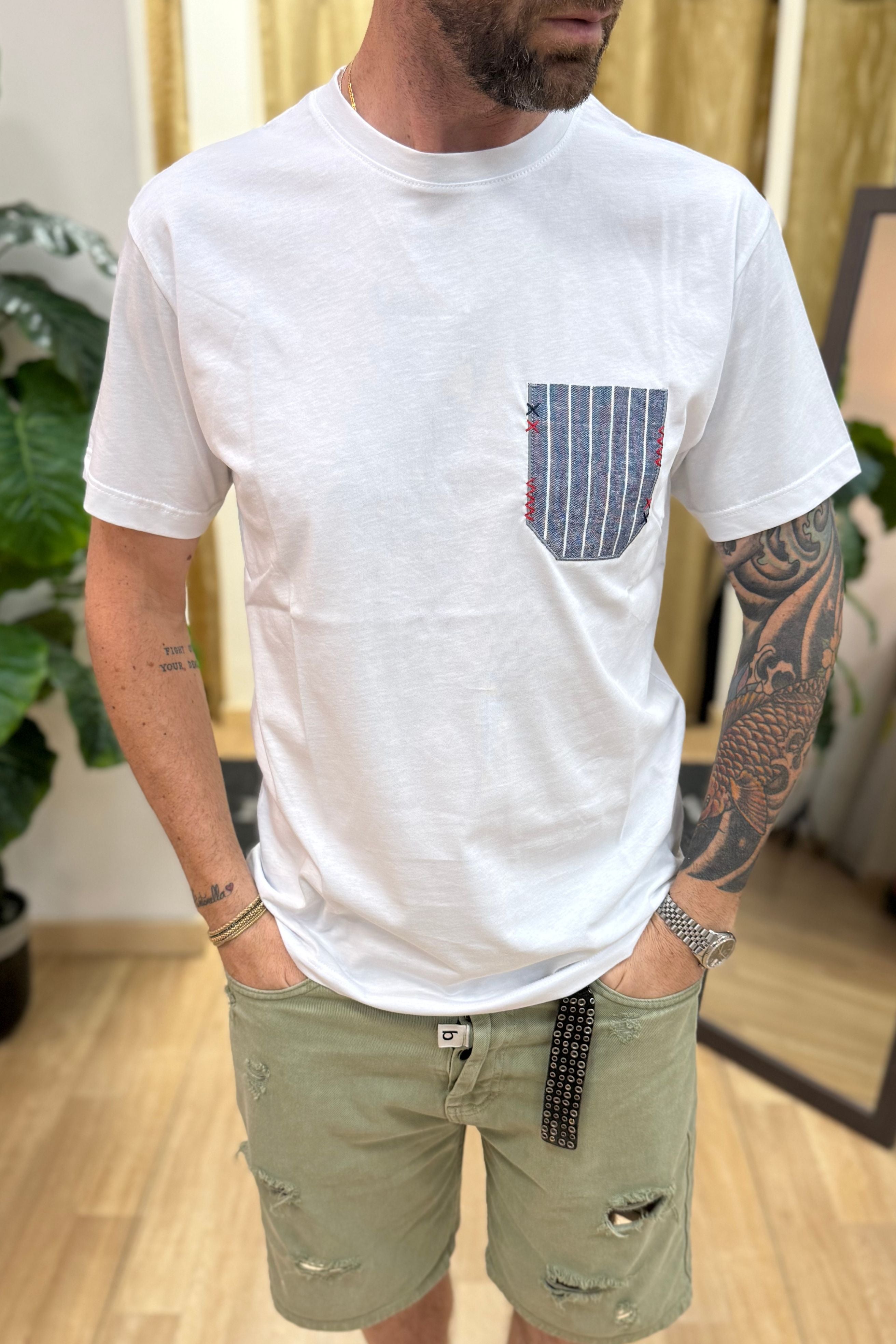 T-Shirt Sorrento Con Taschino Bianco