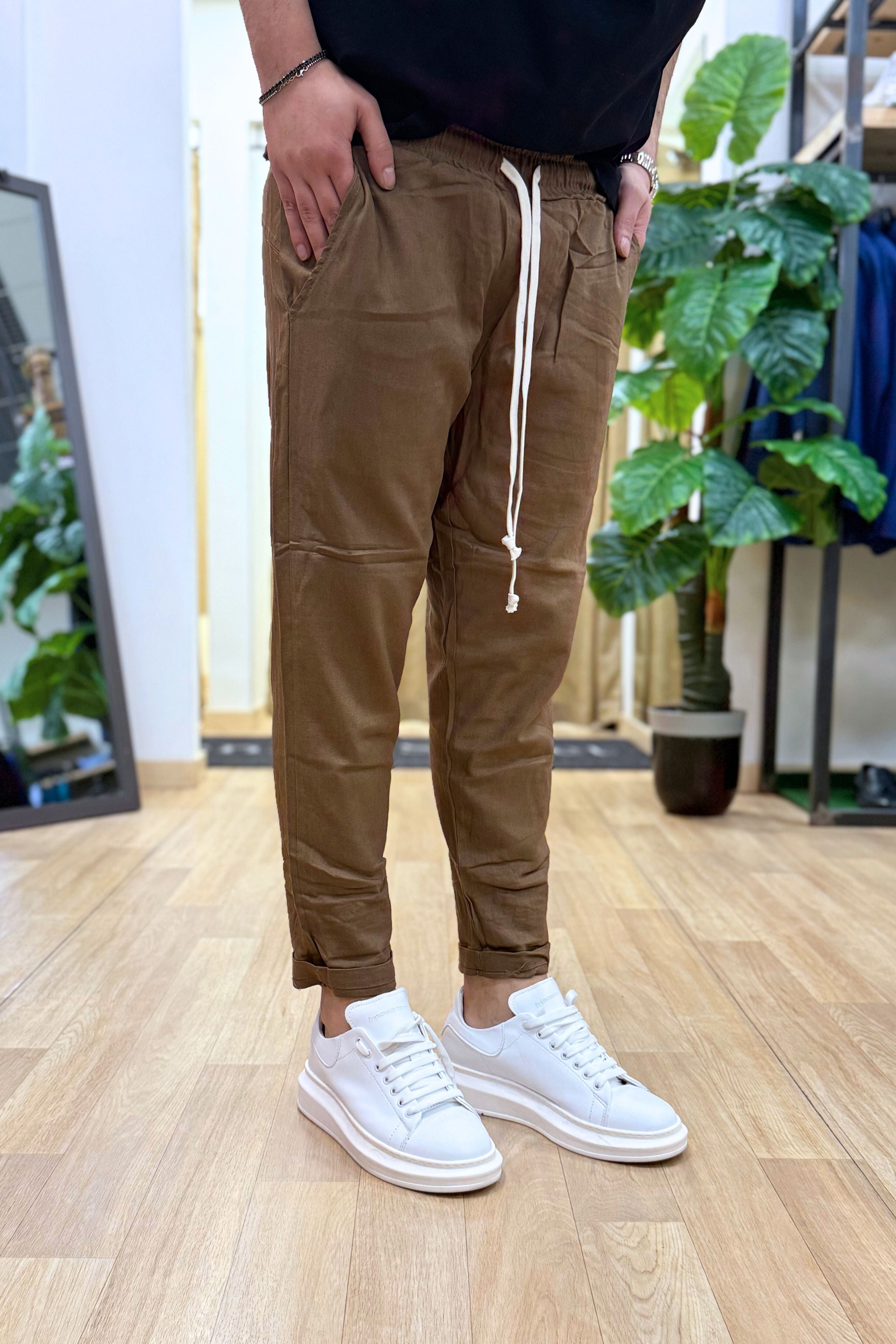 Pantalaccio Rio In Lino Marrone